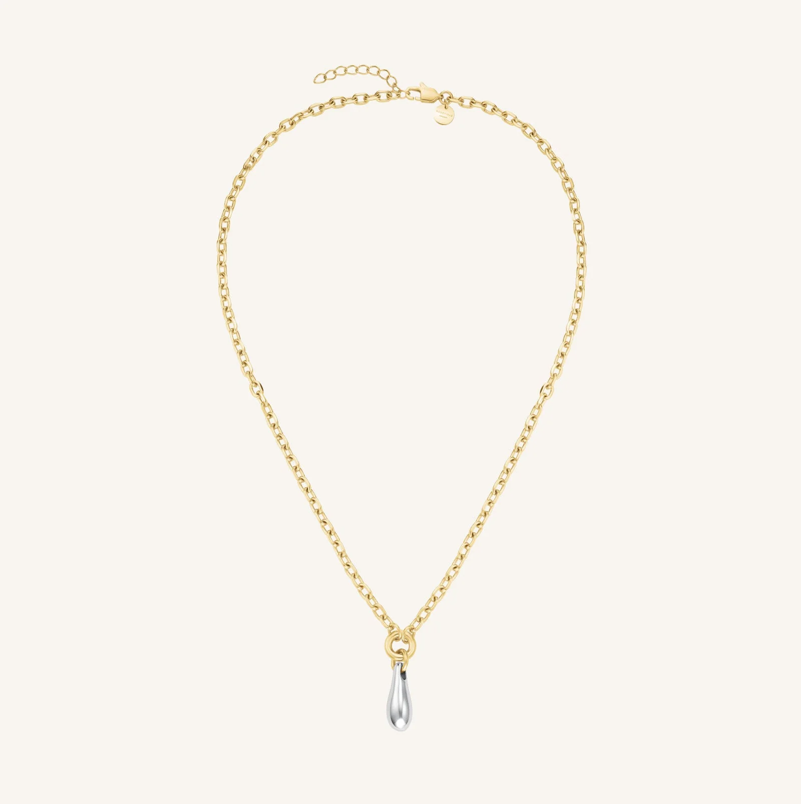 Collier pendentif goutte bicolore - Image 3
