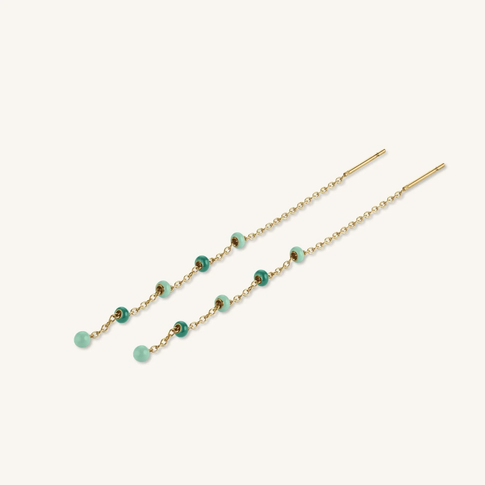 Boucles Longues Perles Émeraude - Image 3