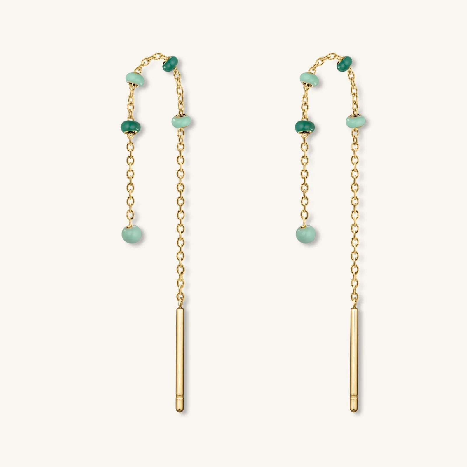 Boucles Longues Perles Émeraude - Image 4