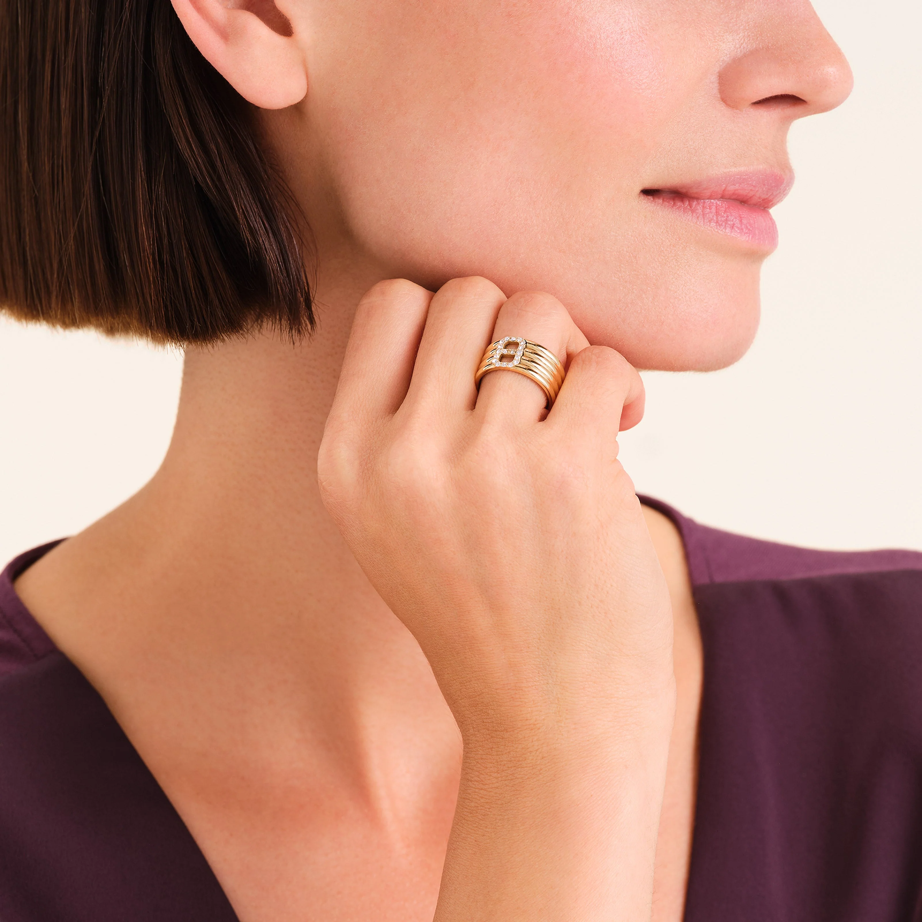 Bague fine octogonale - Image 2