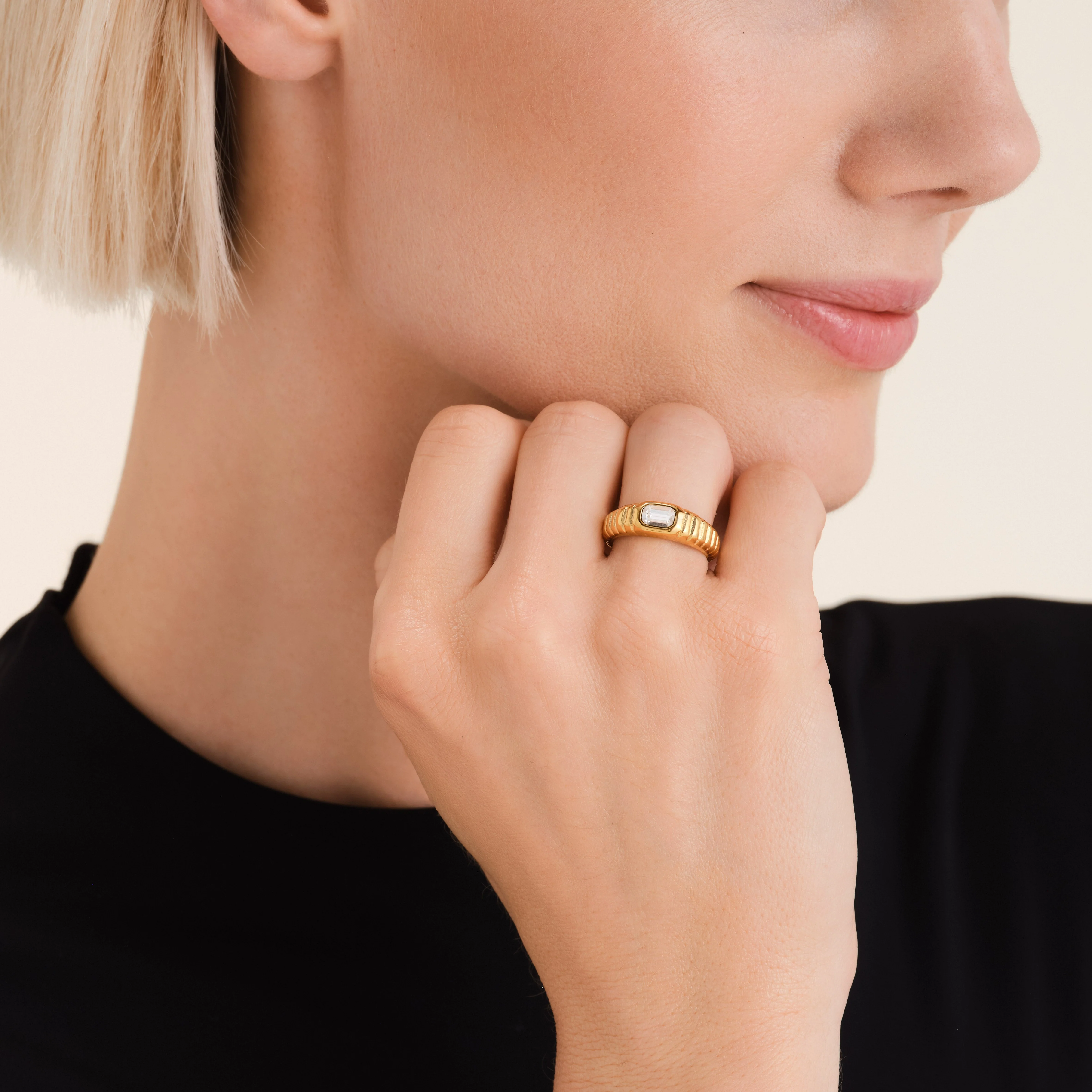 Bague Striée Octogone - Image 2
