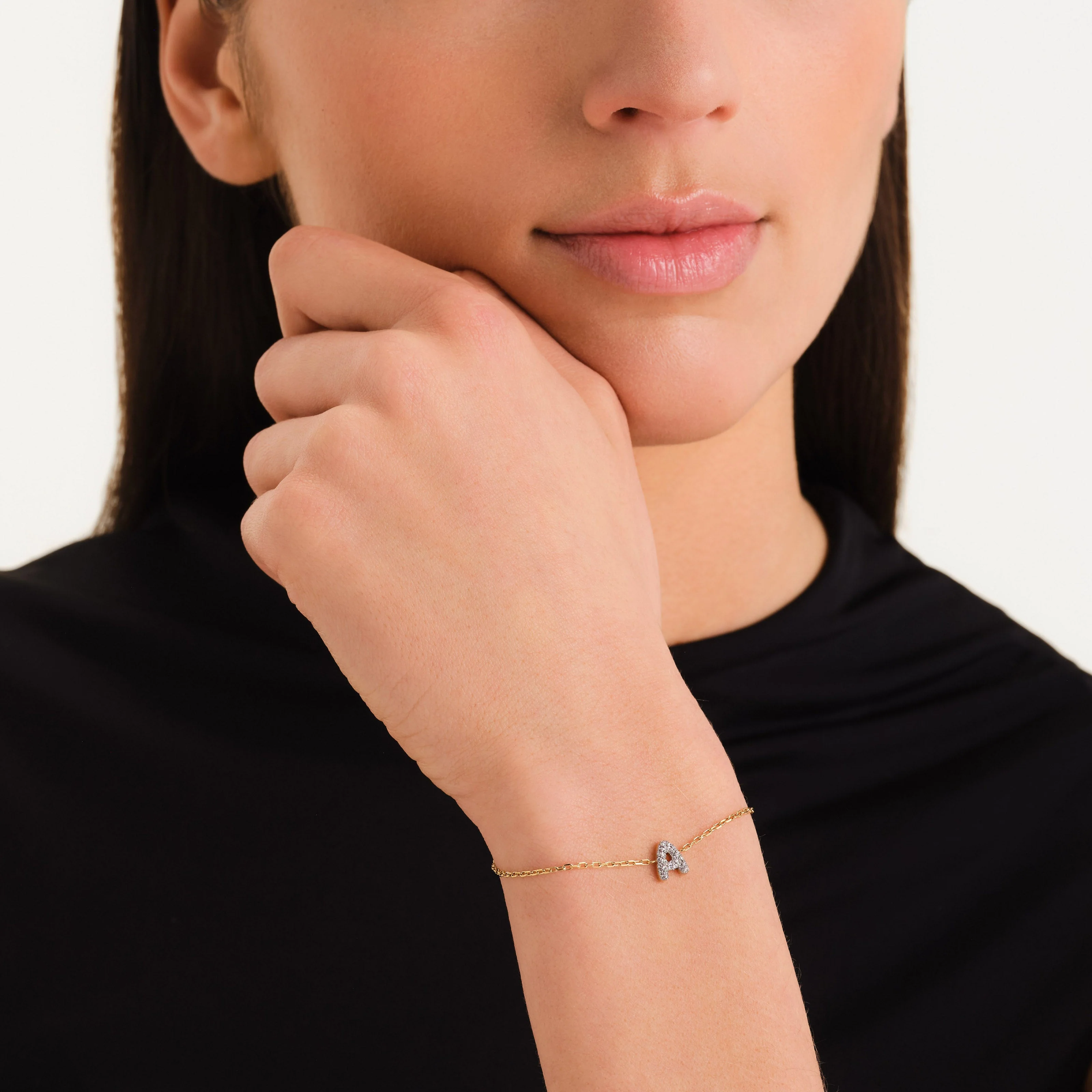 Bracelet lettre A avec cristaux - Image 2