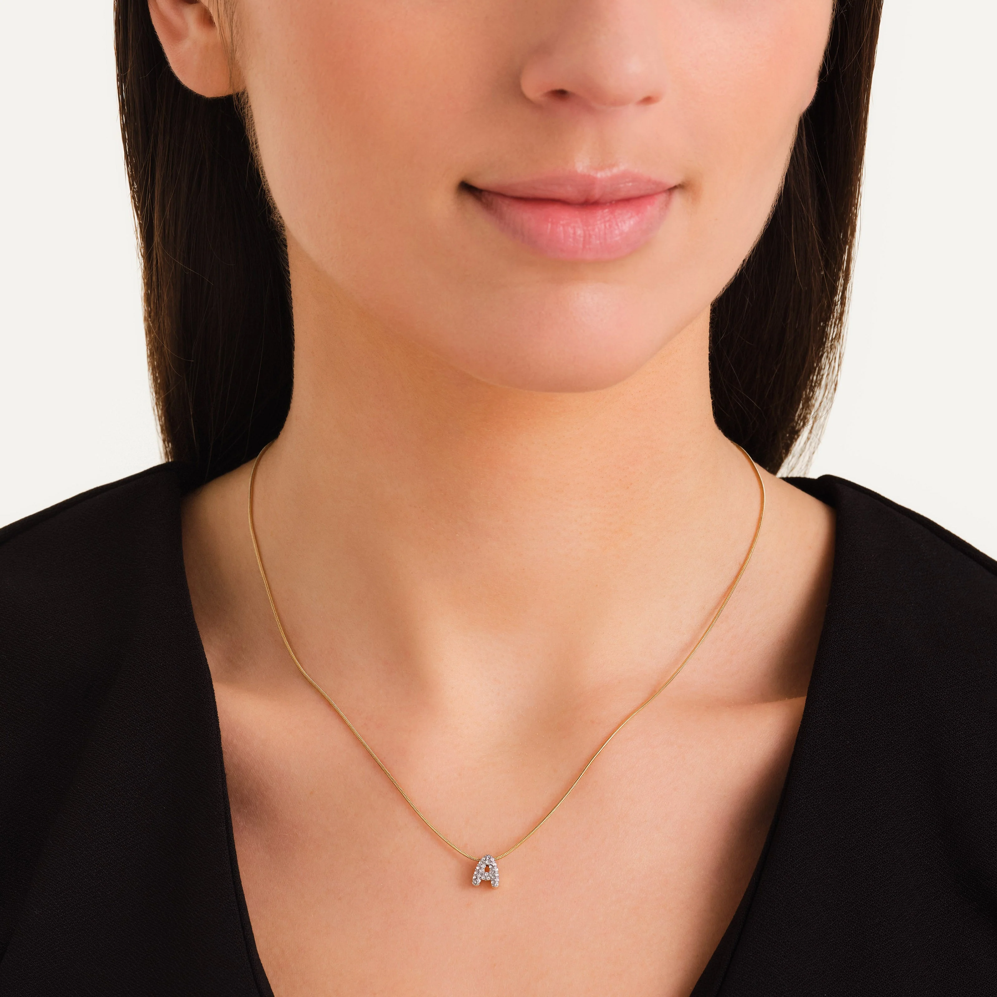 Collier lettre A avec cristaux - Image 2