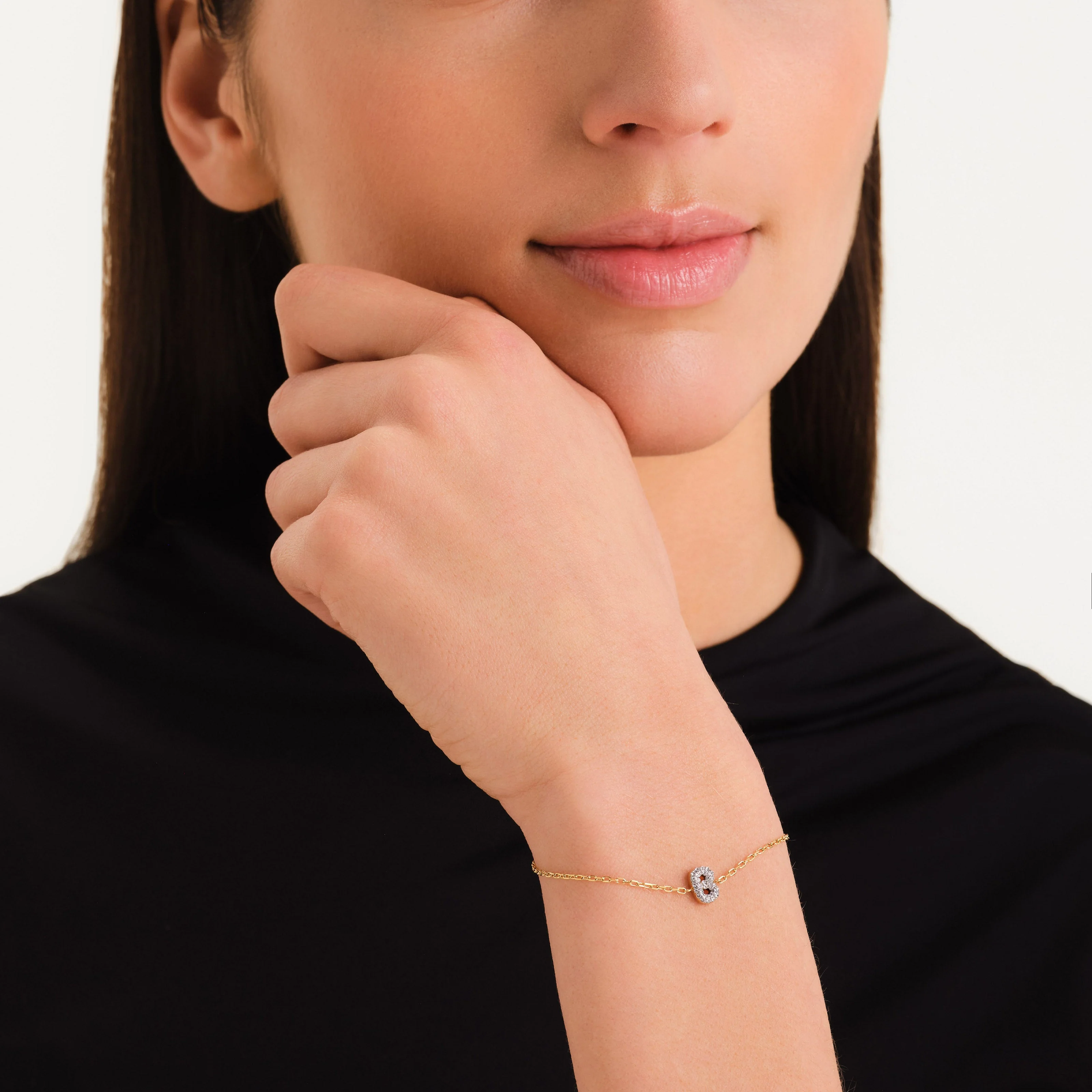 Bracelet lettre B avec cristaux - Image 2