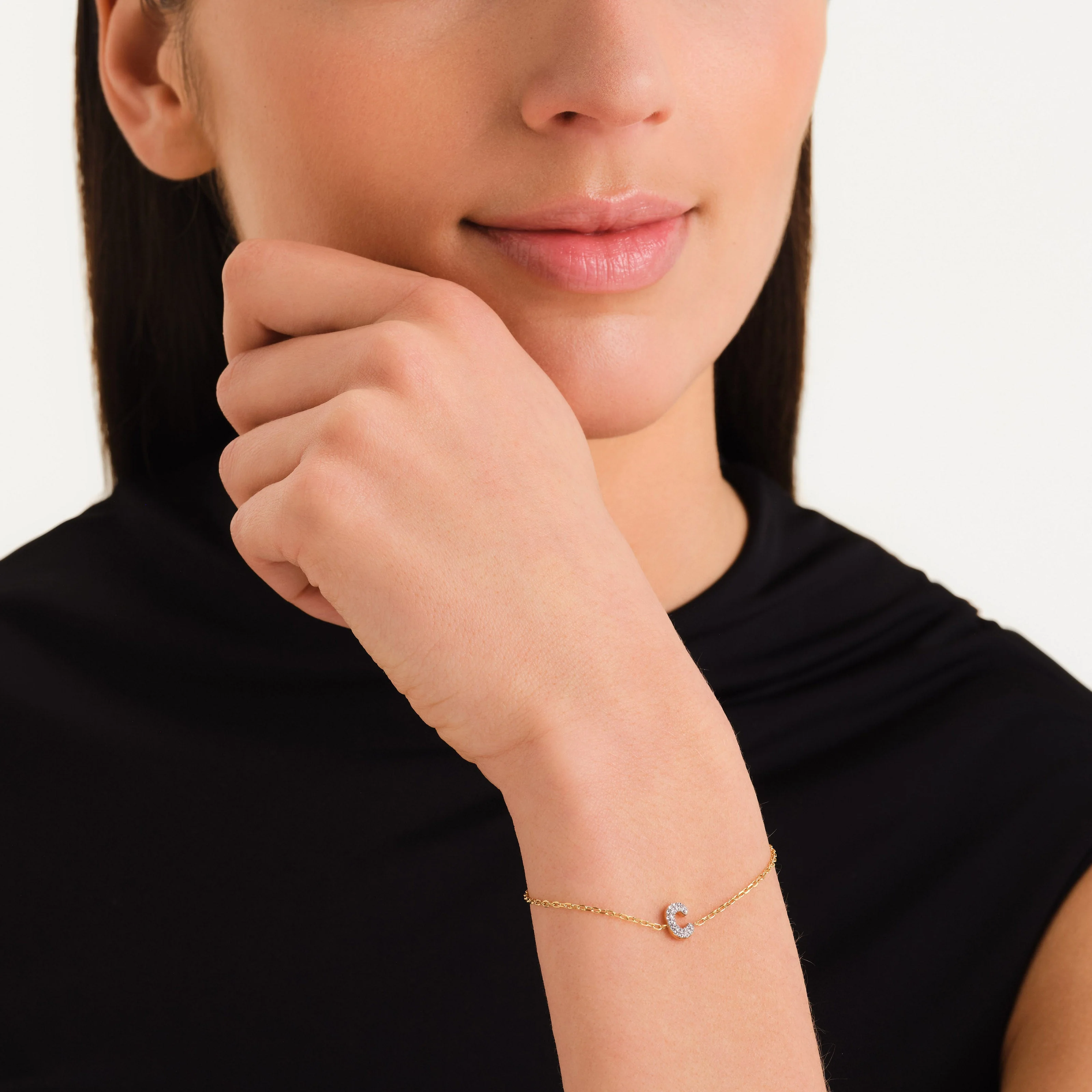Bracelet lettre C avec cristaux - Image 2