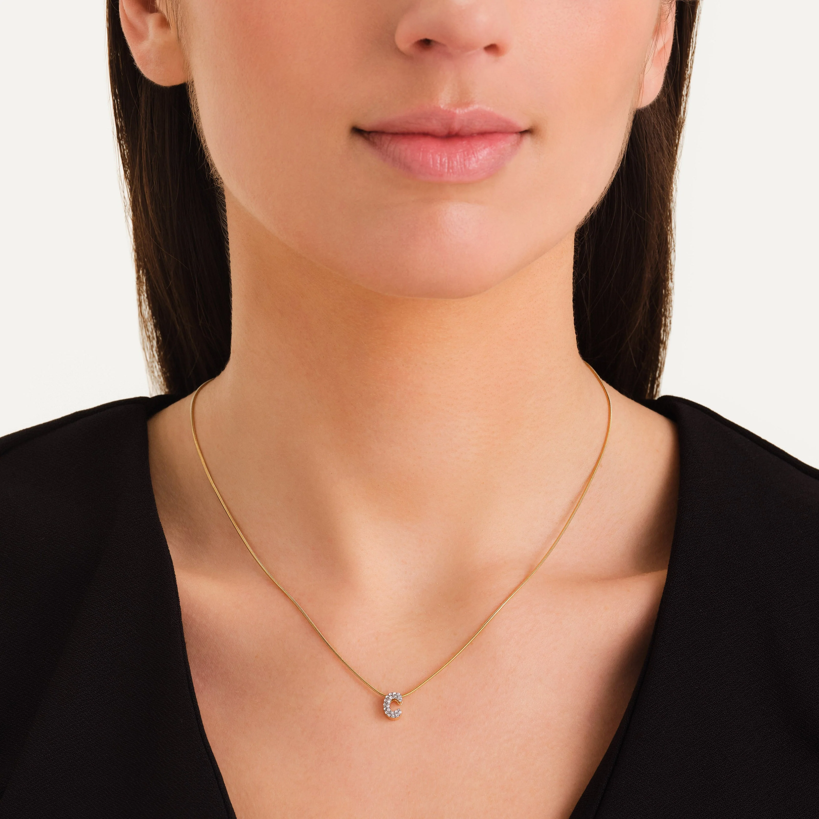 Collier lettre C avec cristaux - Image 2