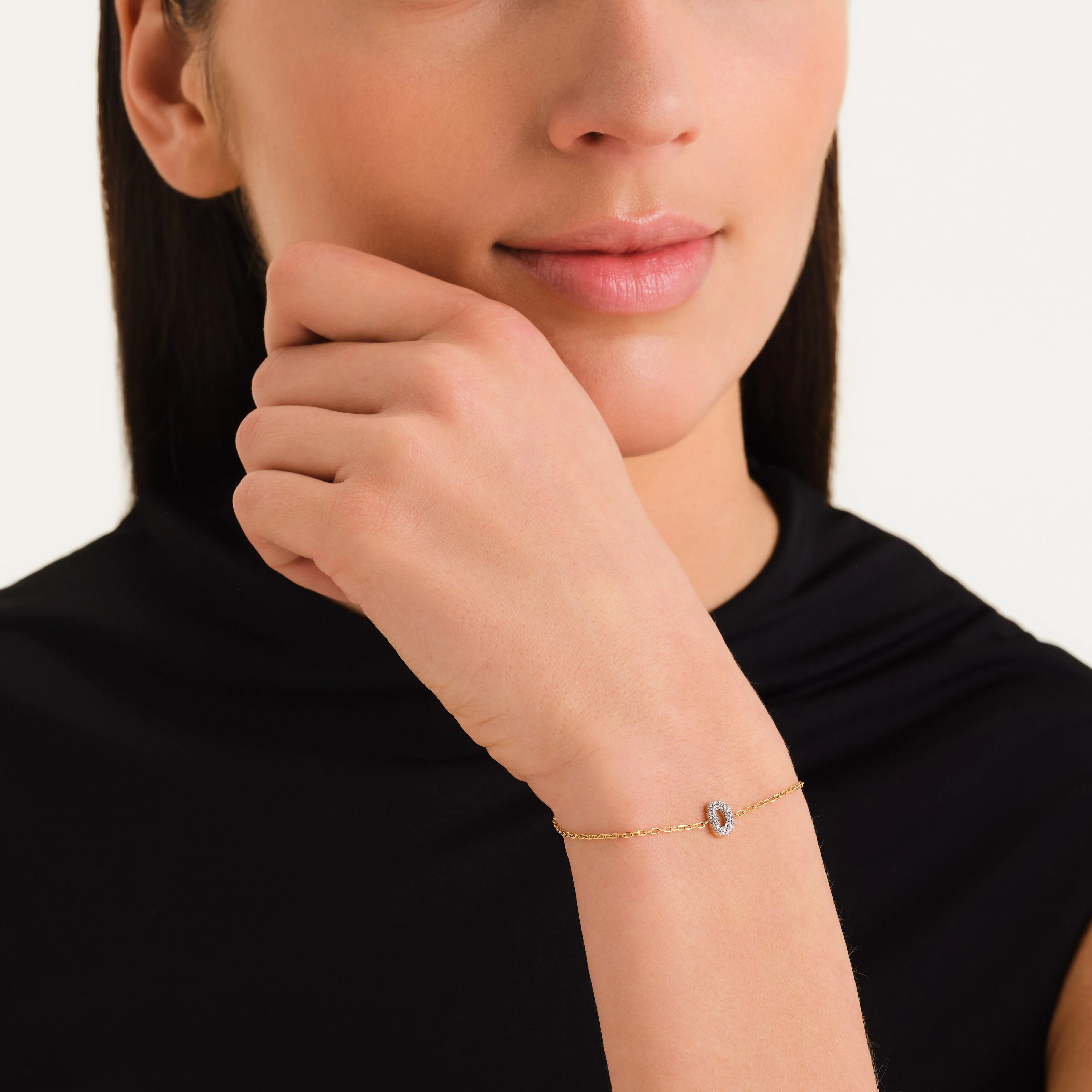 Bracelet lettre D avec cristaux - Image 2