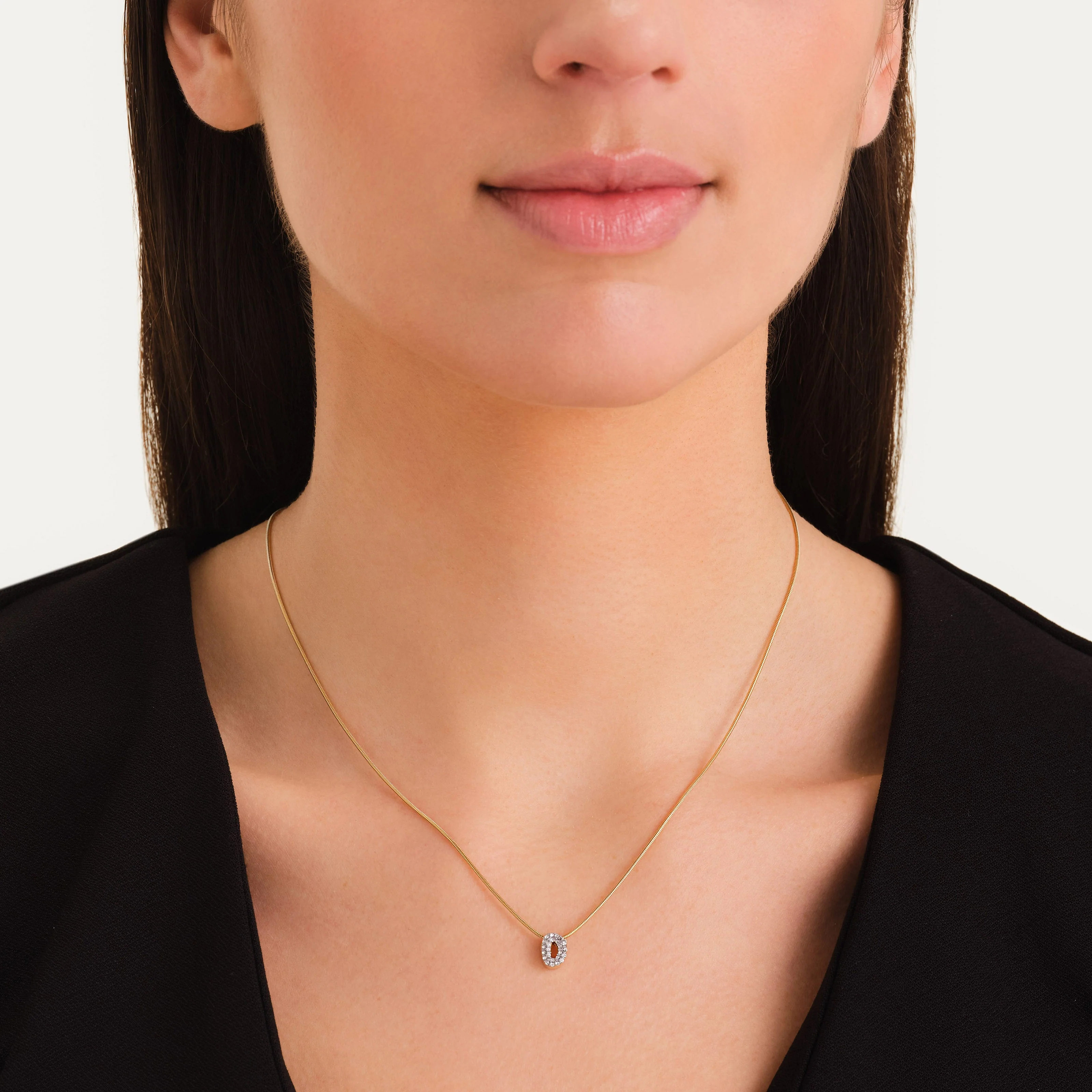 Collier lettre D avec cristaux - Image 2