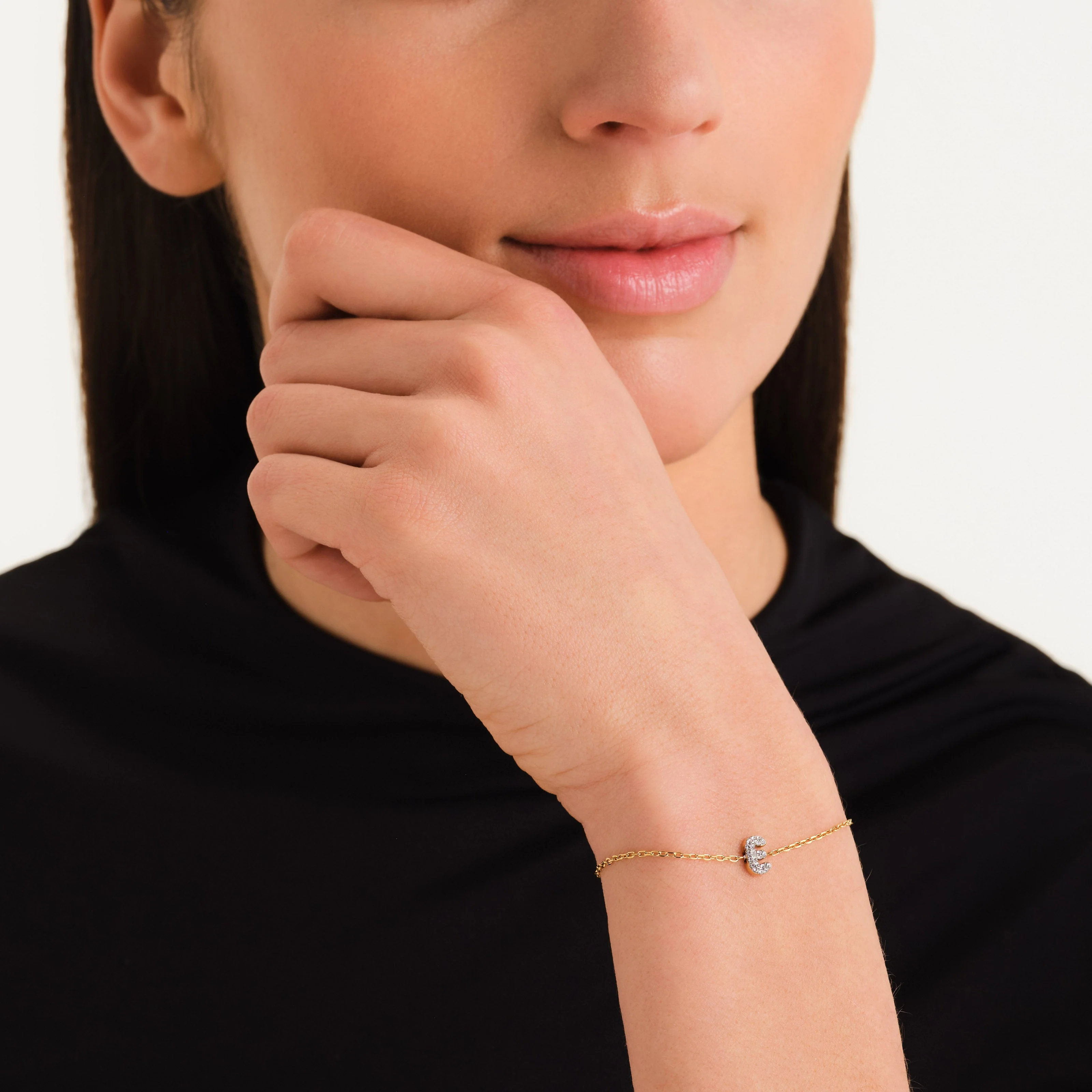 Bracelet lettre E avec cristaux - Image 2