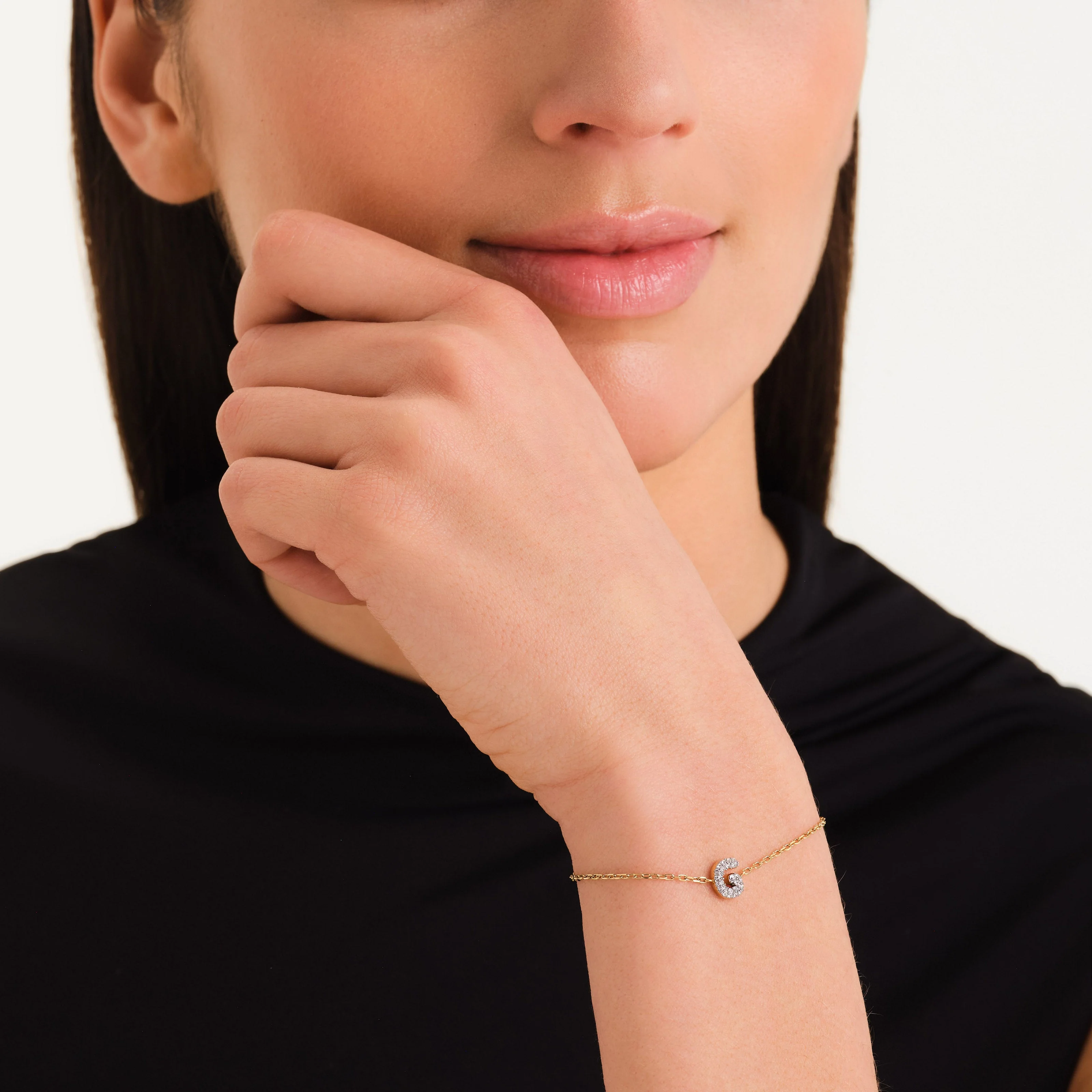 Bracelet lettre G avec cristaux - Image 2