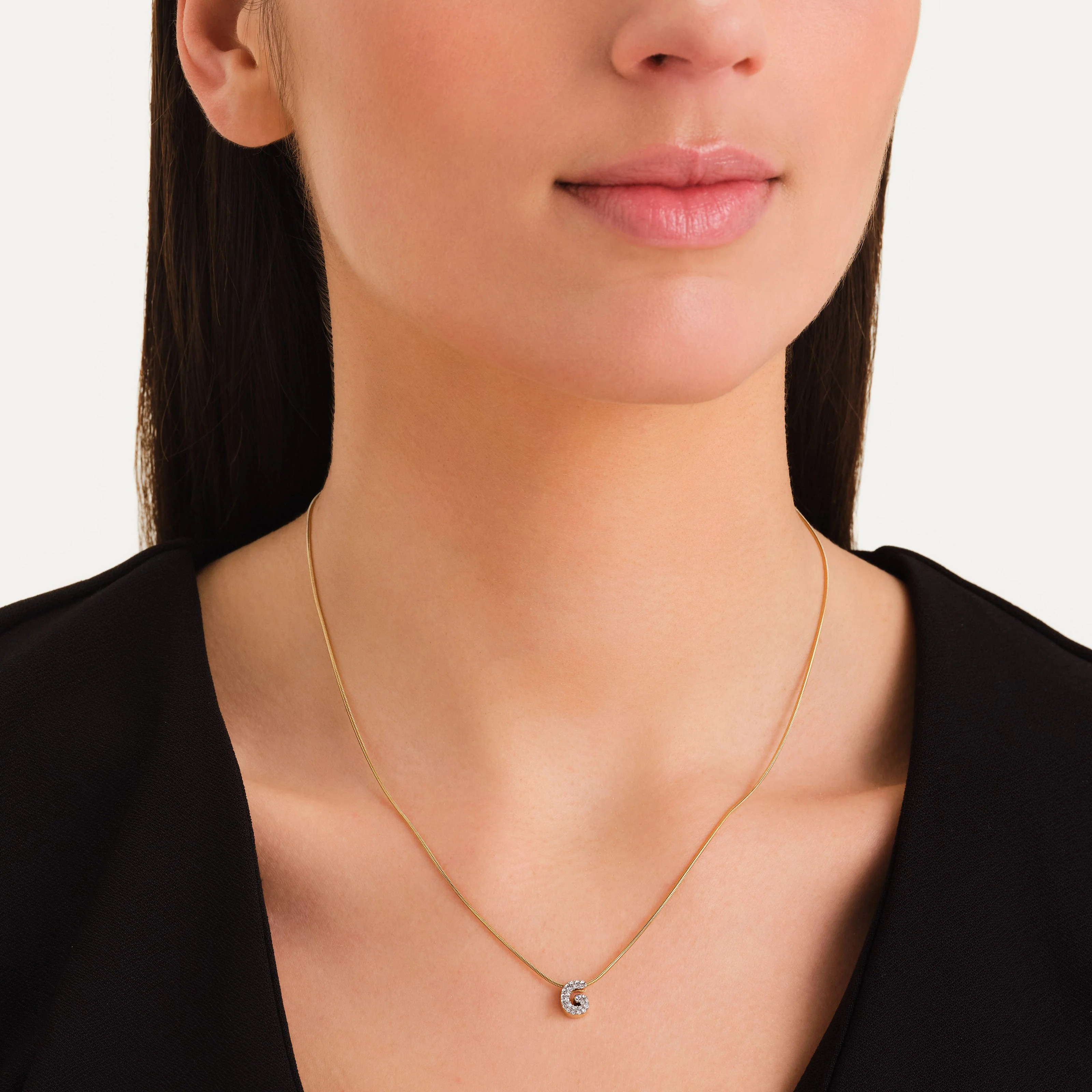 Collier lettre G avec cristaux - Image 2