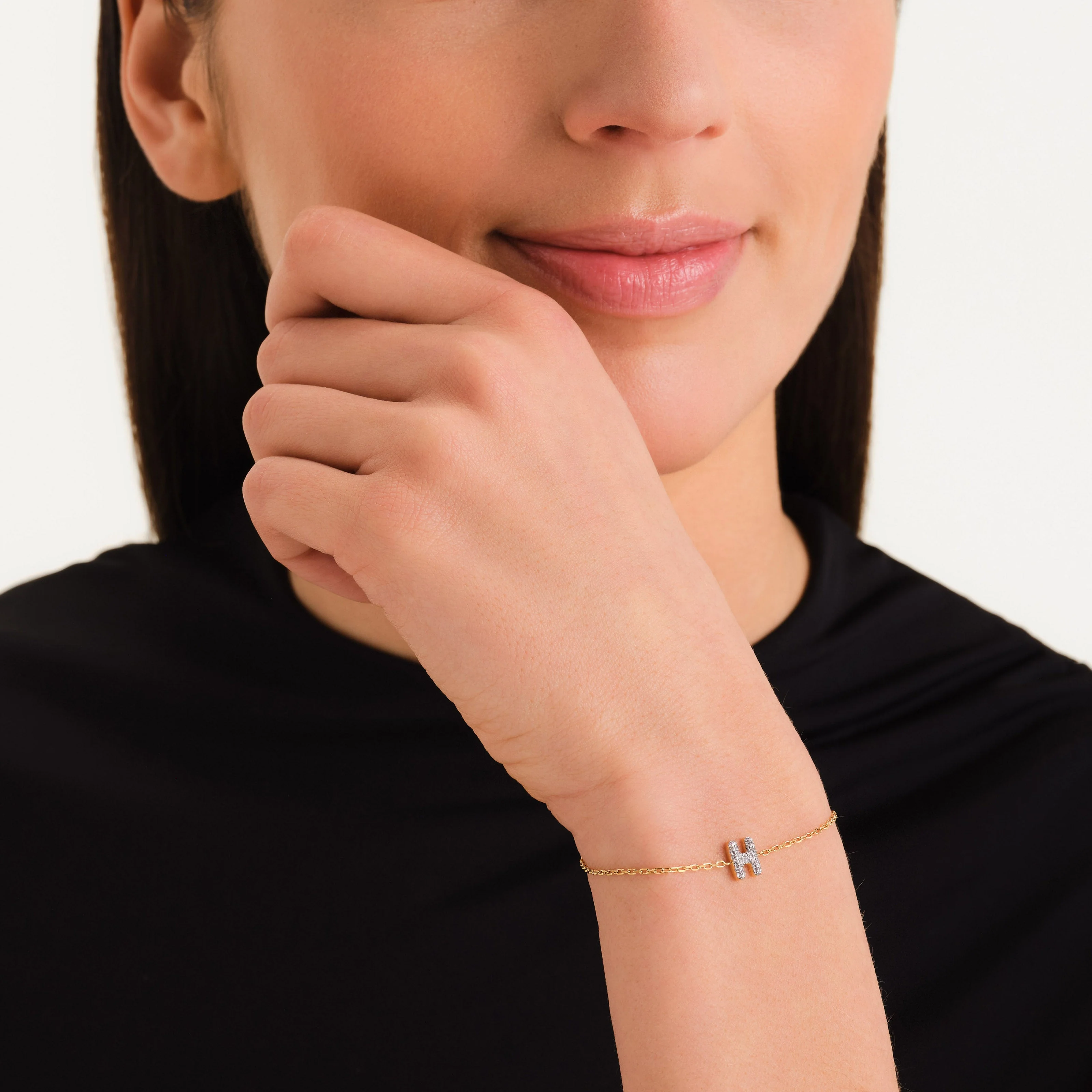 Bracelet lettre H avec cristaux - Image 2