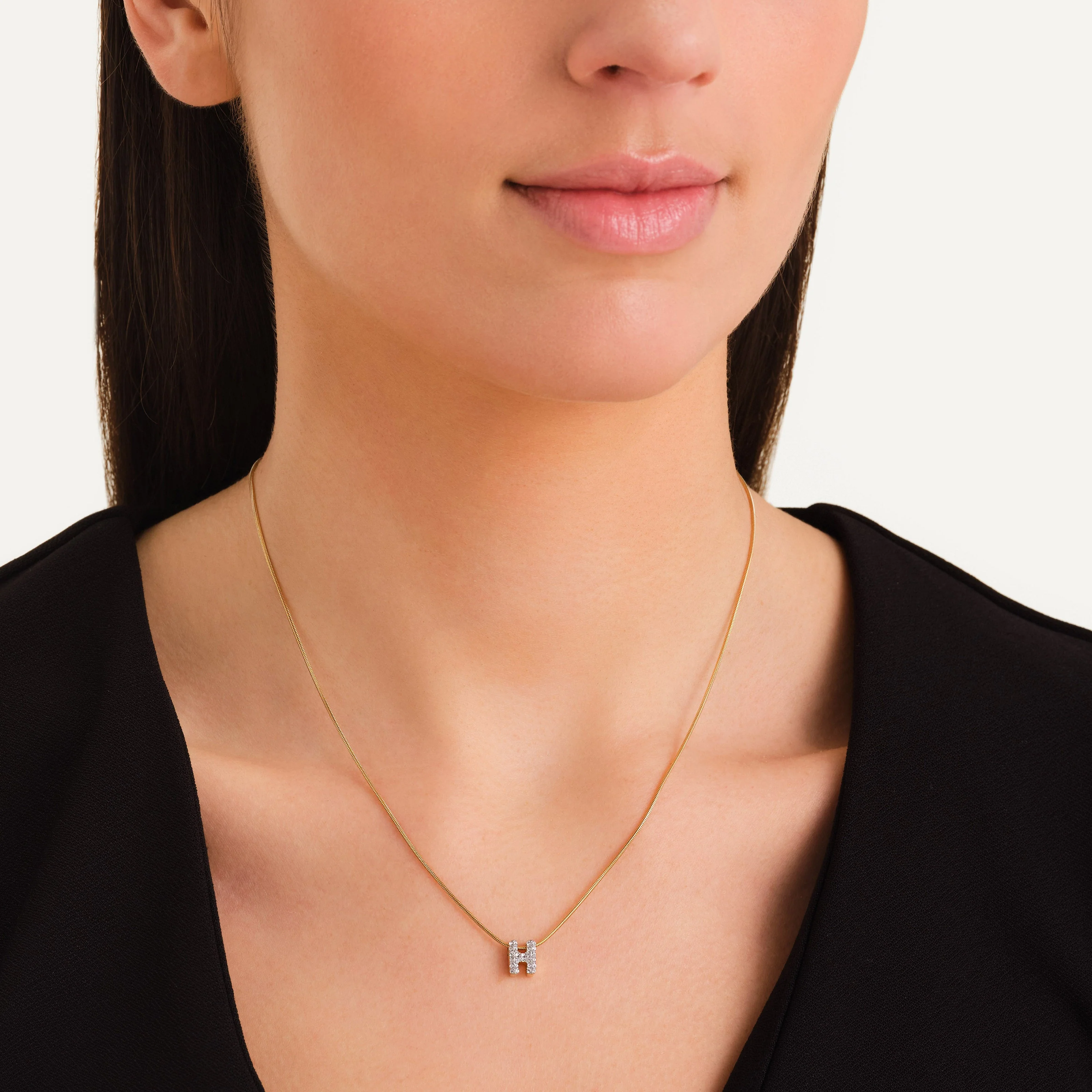 Collier lettre H avec cristaux - Image 2