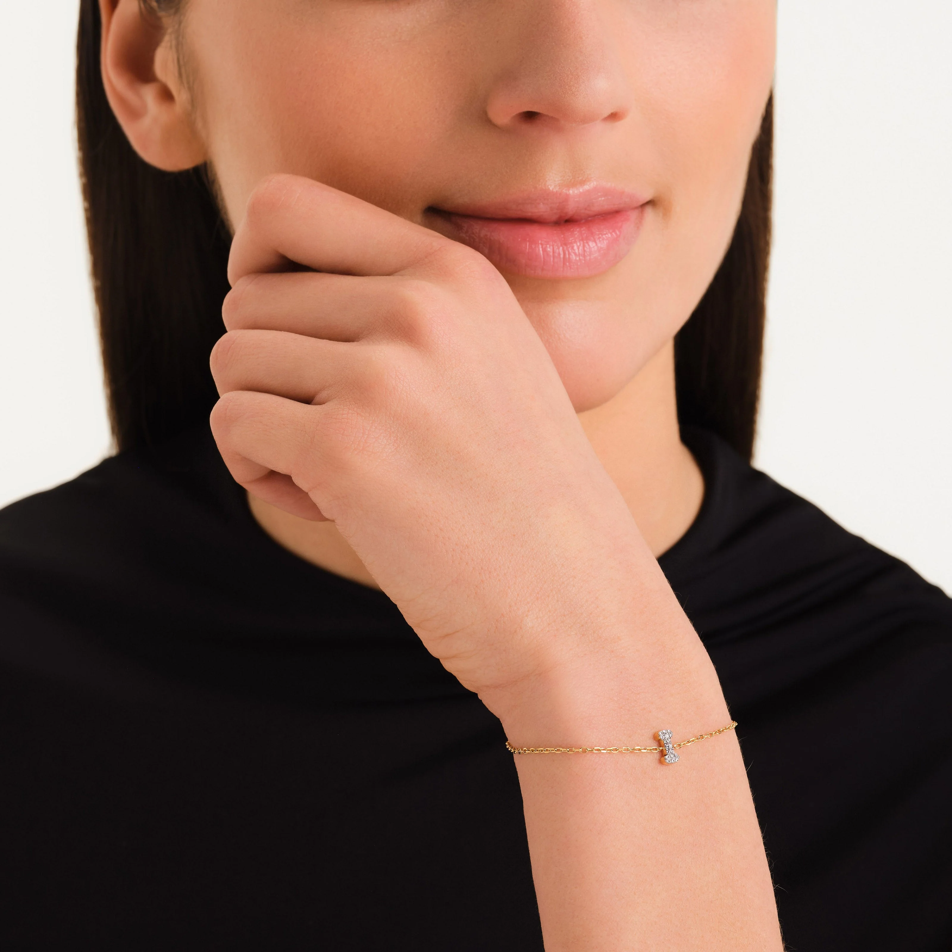 Bracelet lettre I avec cristaux - Image 2
