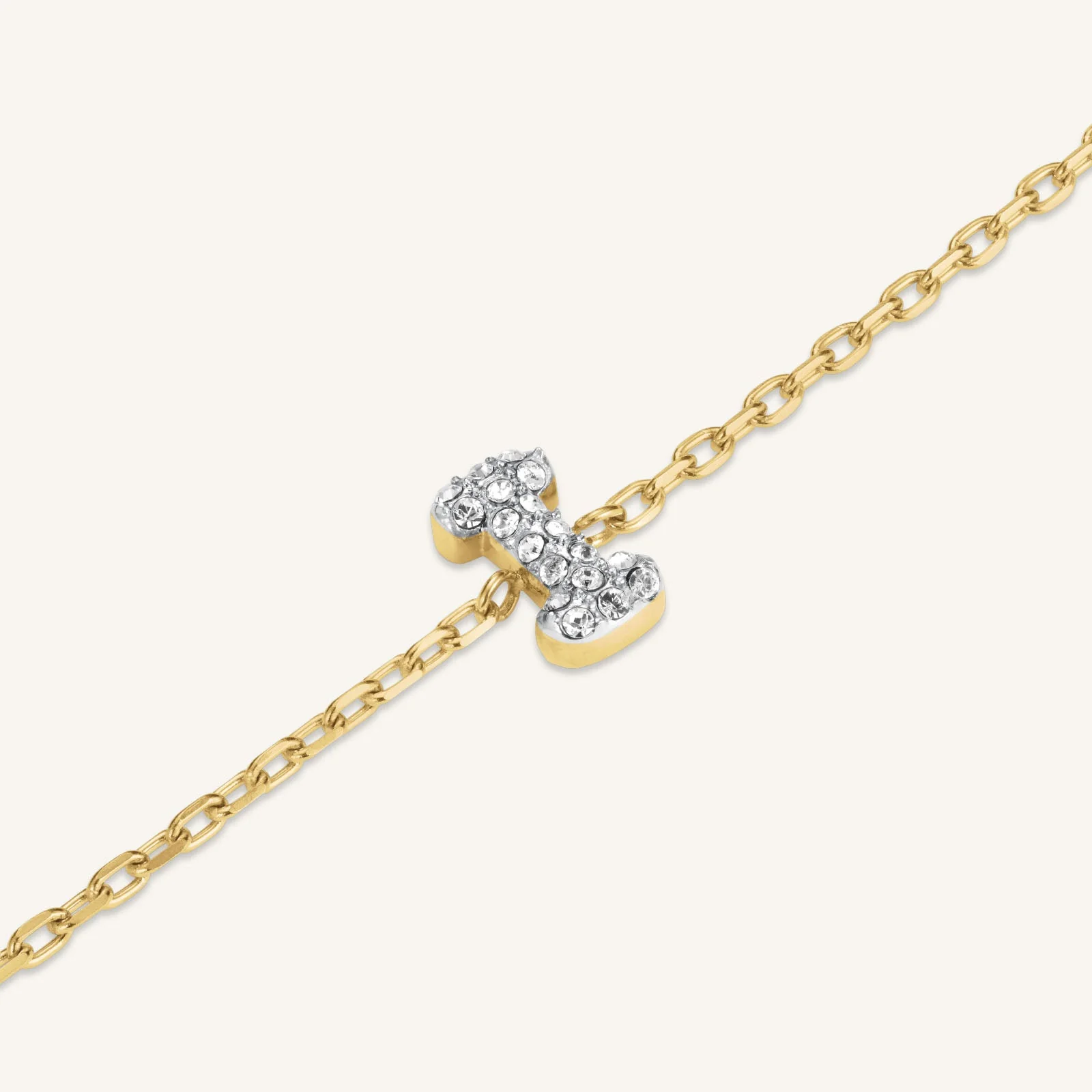 Bracelet lettre I avec cristaux - Image 3