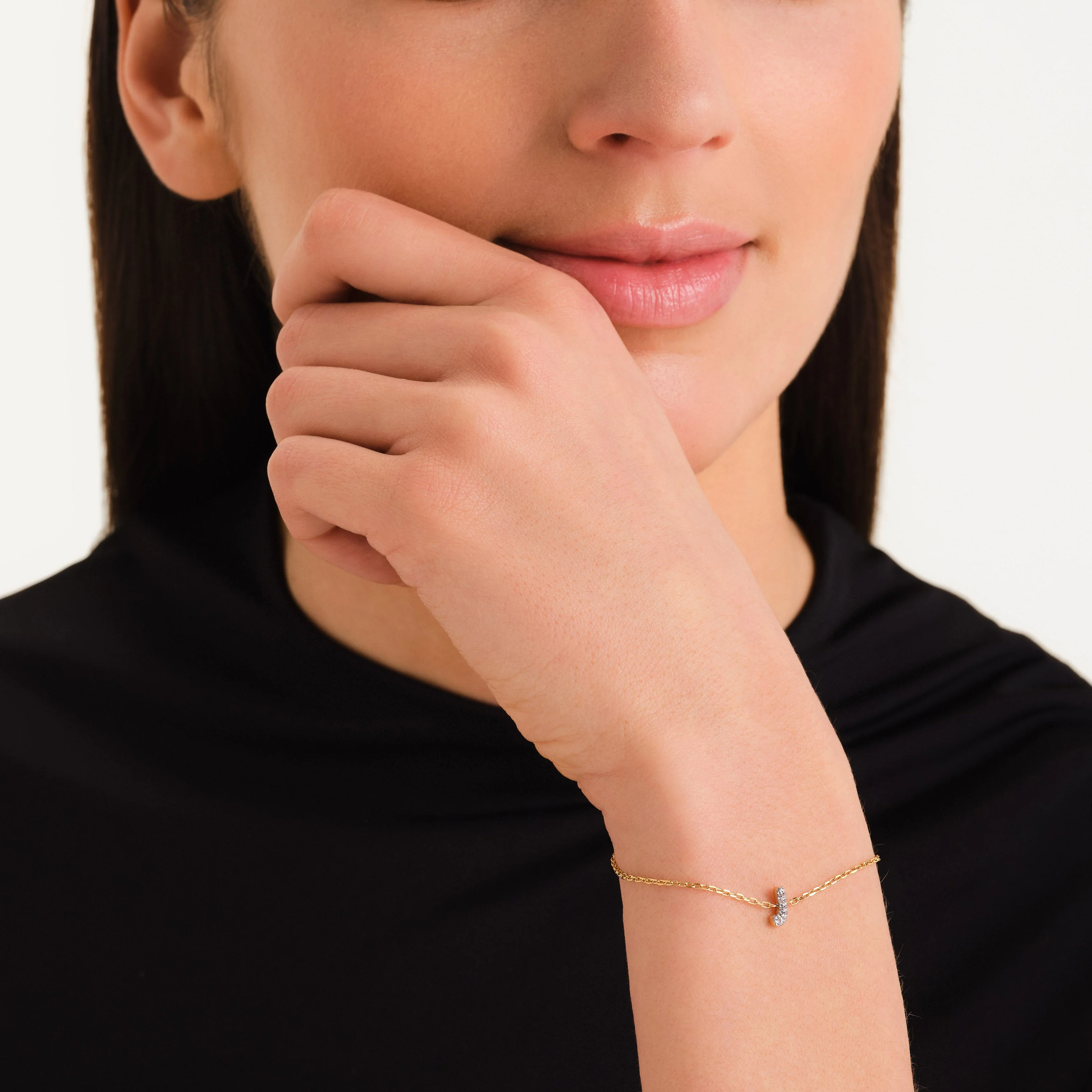 Bracelet lettre J avec cristaux - Image 2