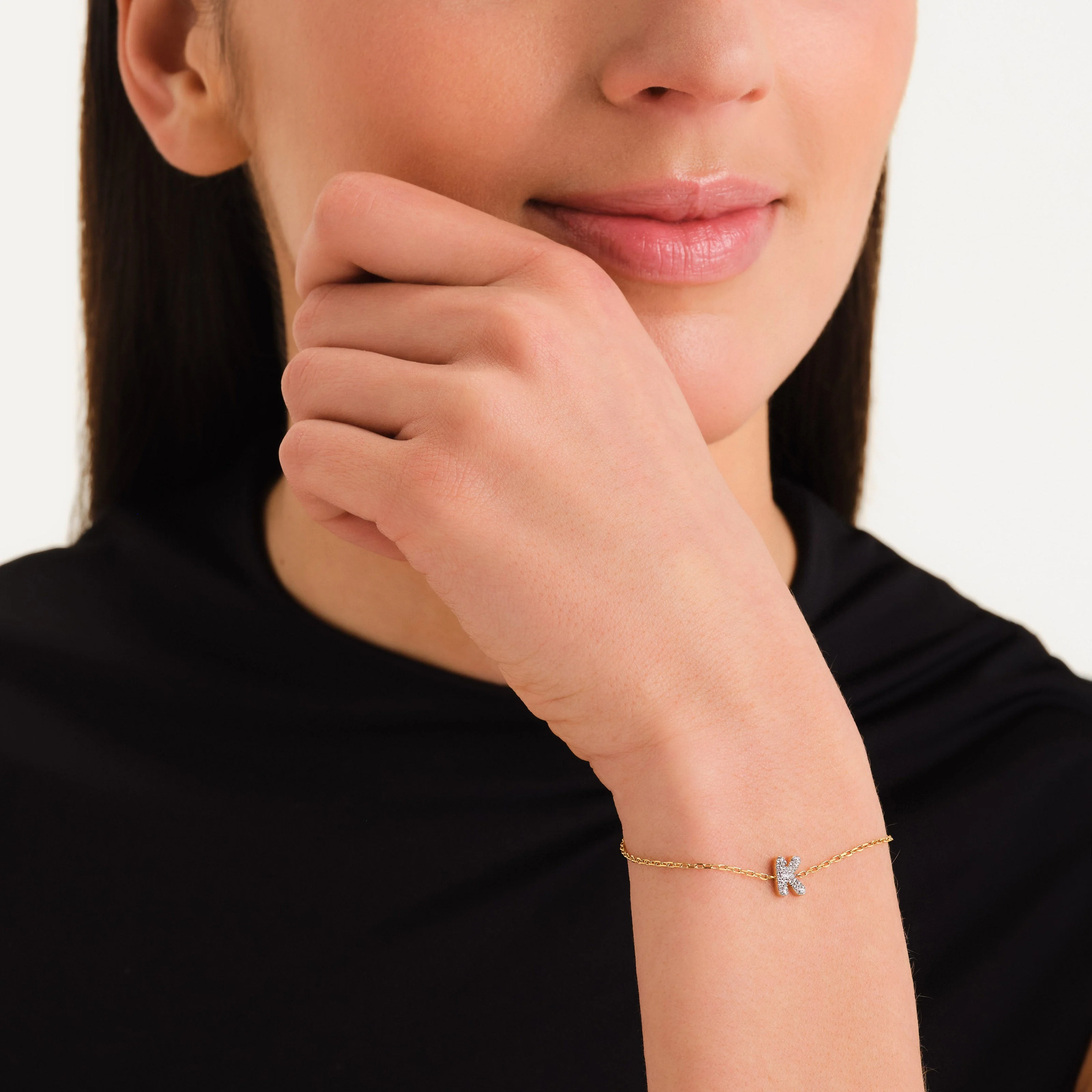 Bracelet lettre K avec cristaux - Image 2