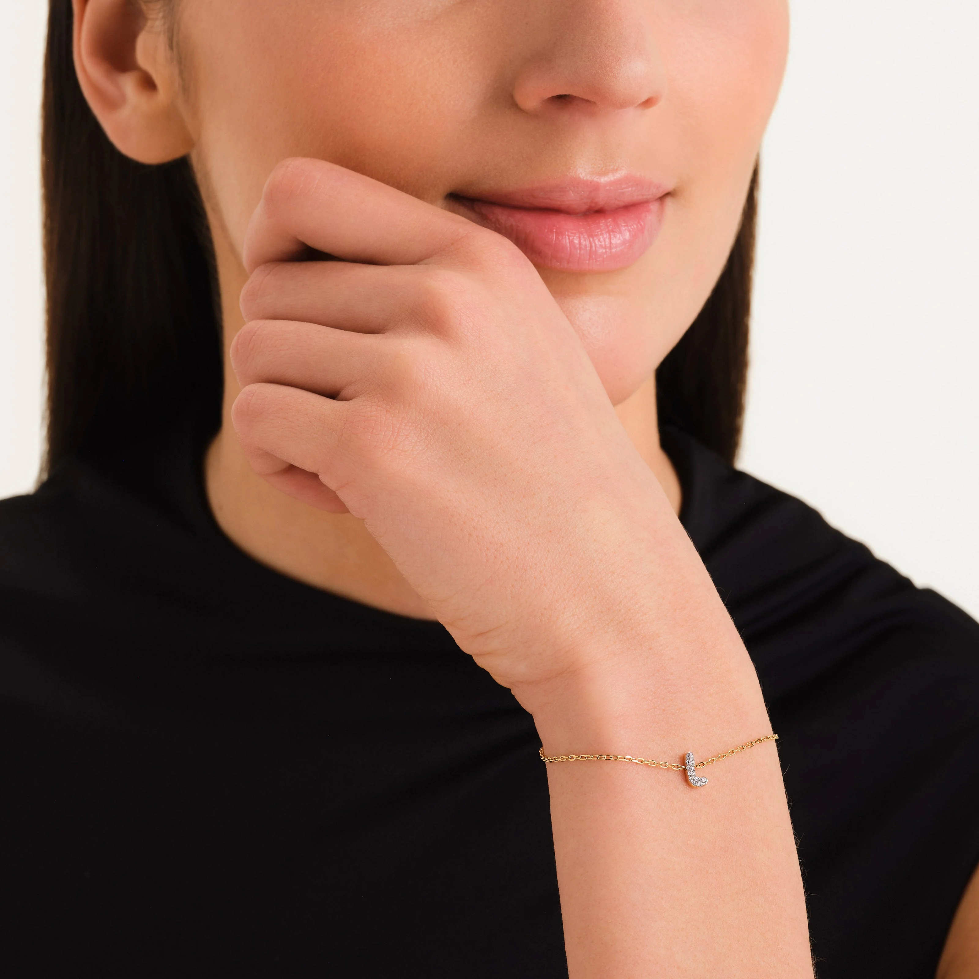 Bracelet lettre L avec cristaux - Image 2