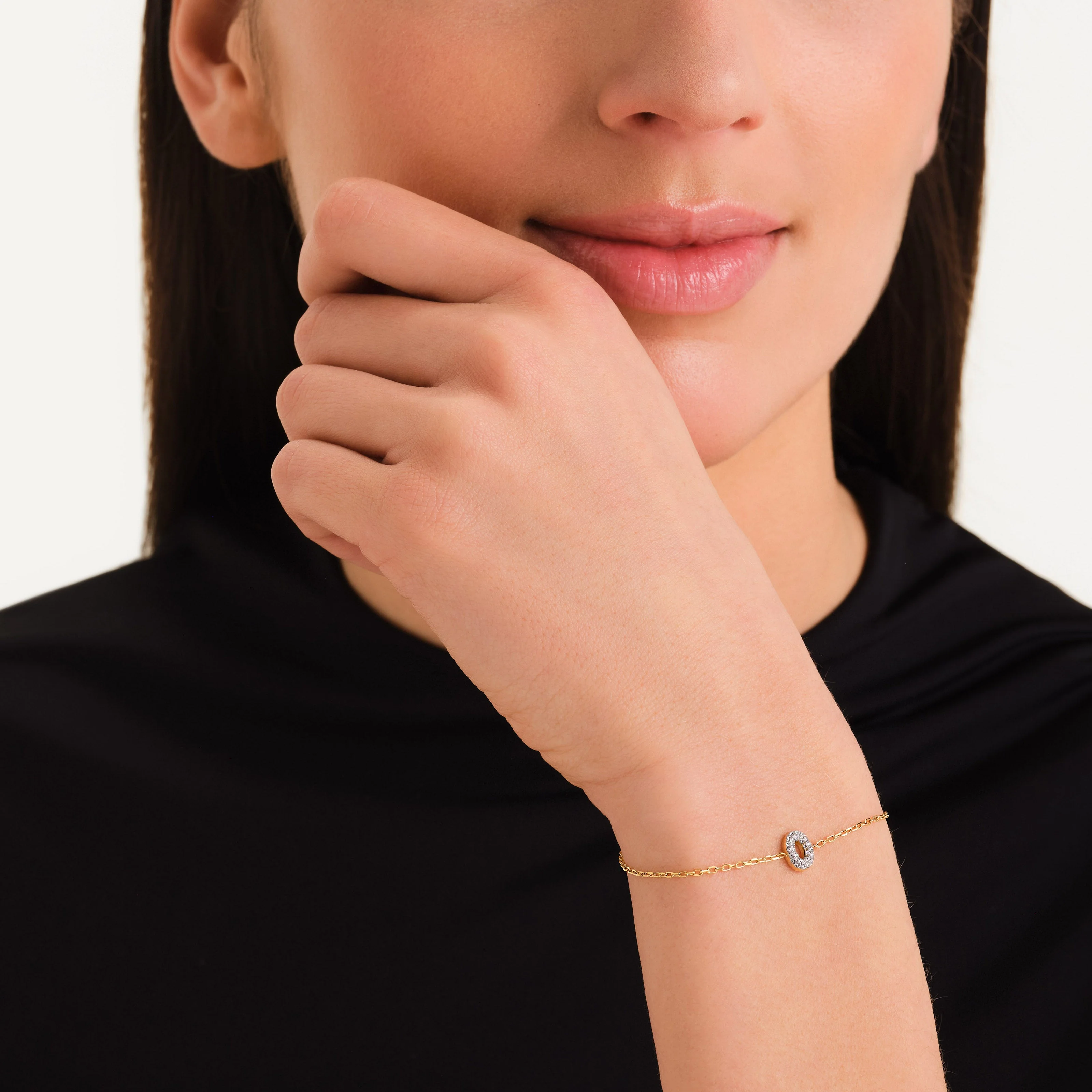 Bracelet lettre O avec cristaux - Image 2