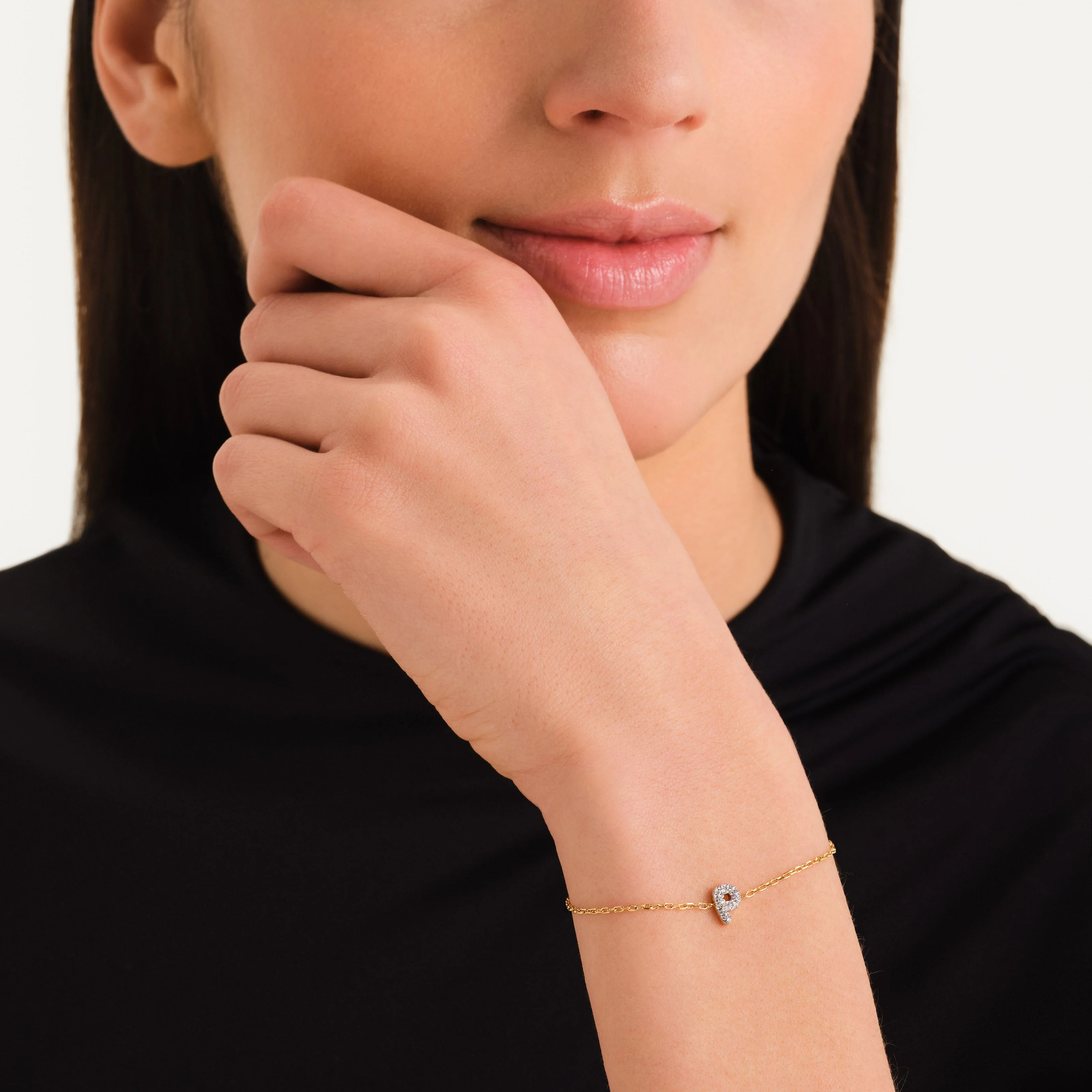 Bracelet lettre P avec cristaux - Image 2