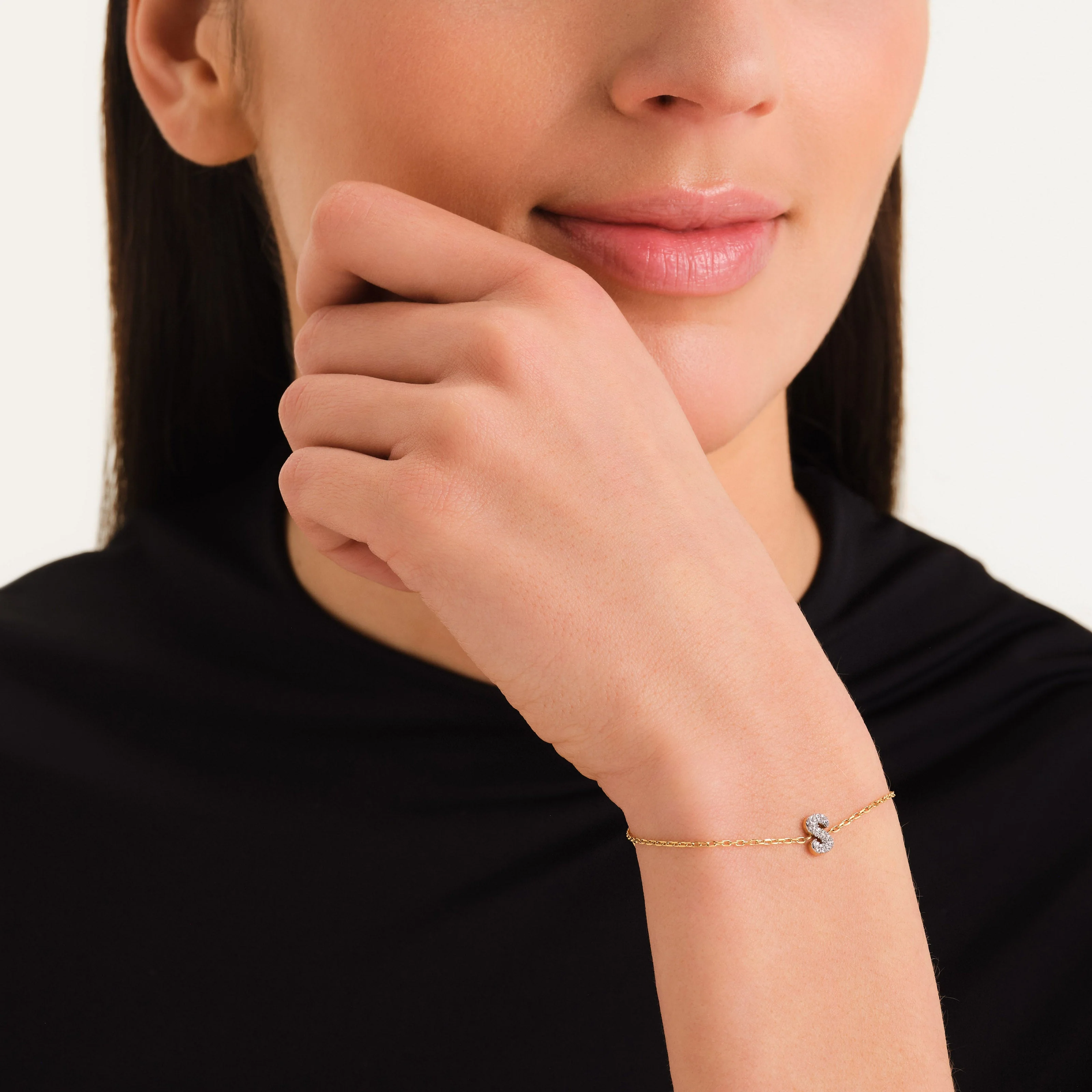 Bracelet lettre S avec cristaux - Image 2