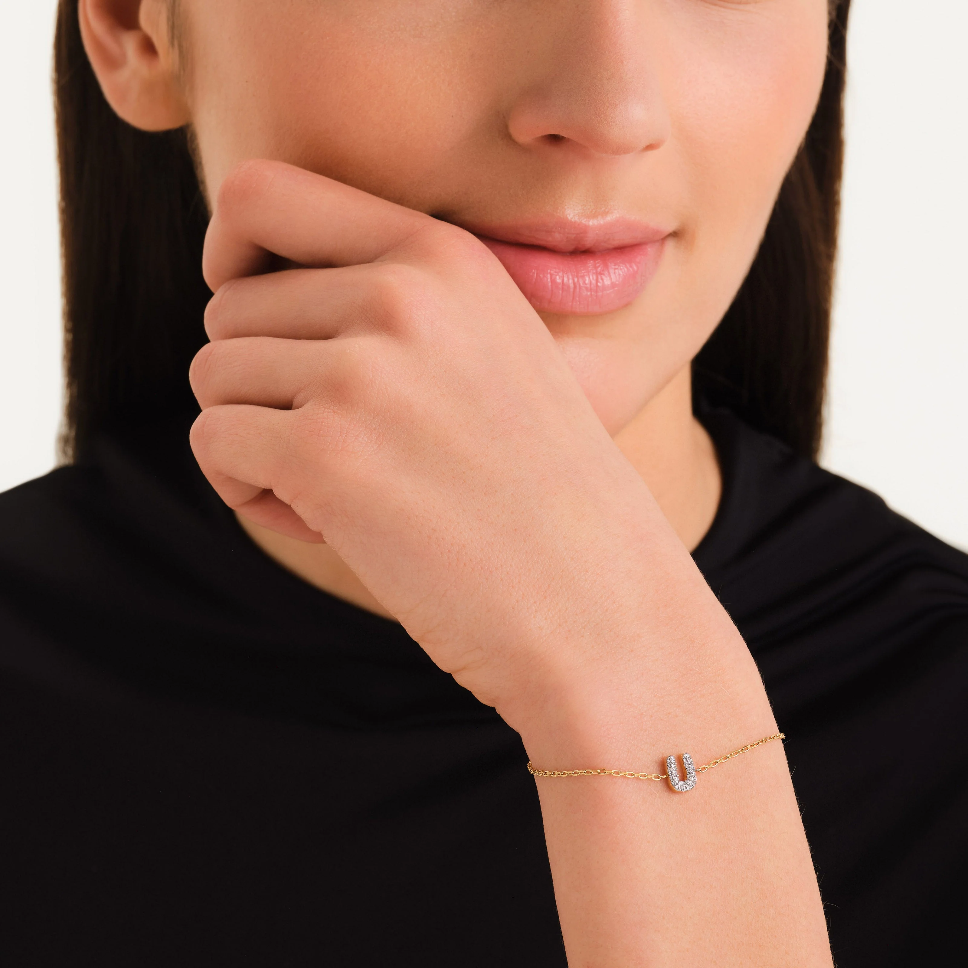 Bracelet lettre U avec cristaux - Image 2