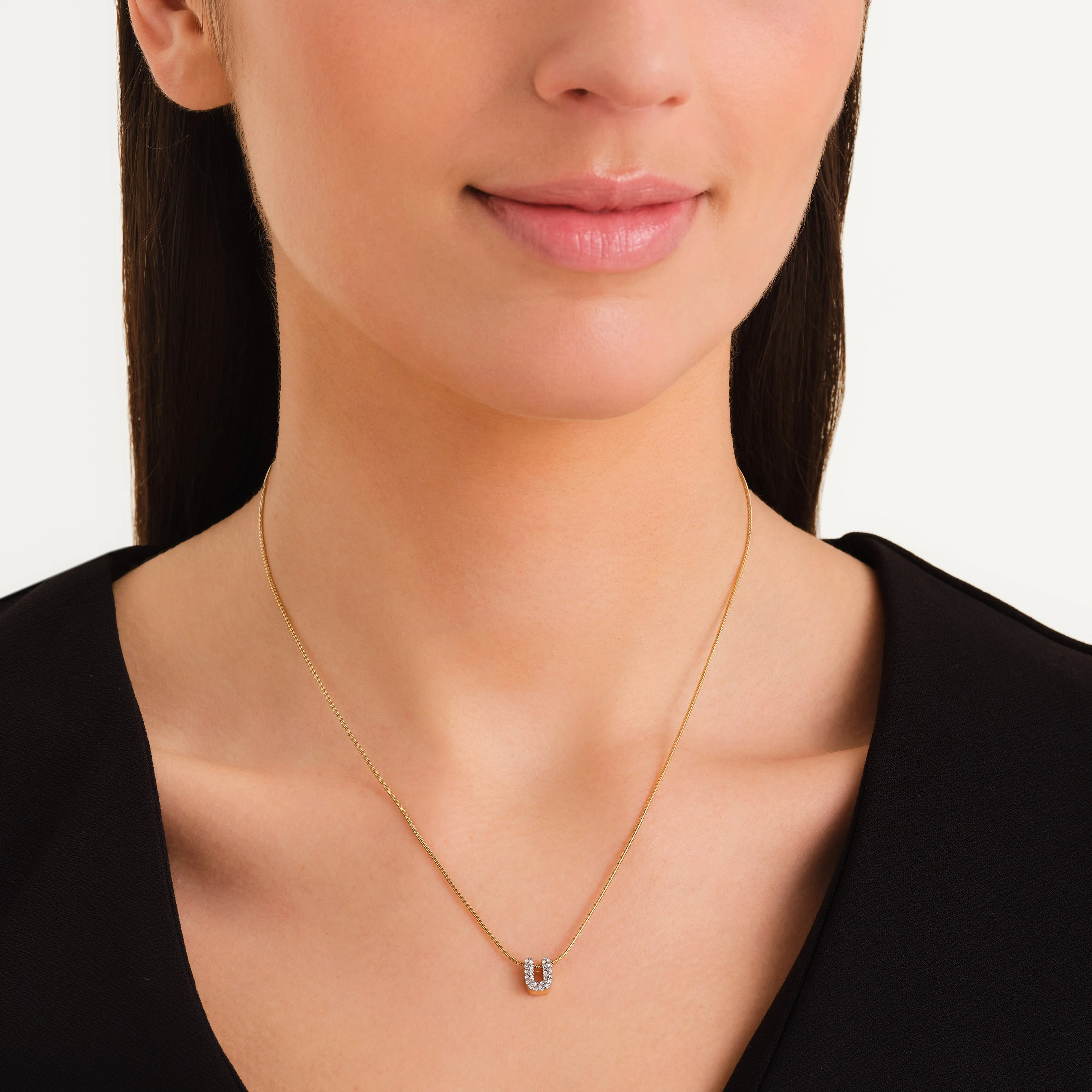 Collier lettre U avec cristaux - Image 2