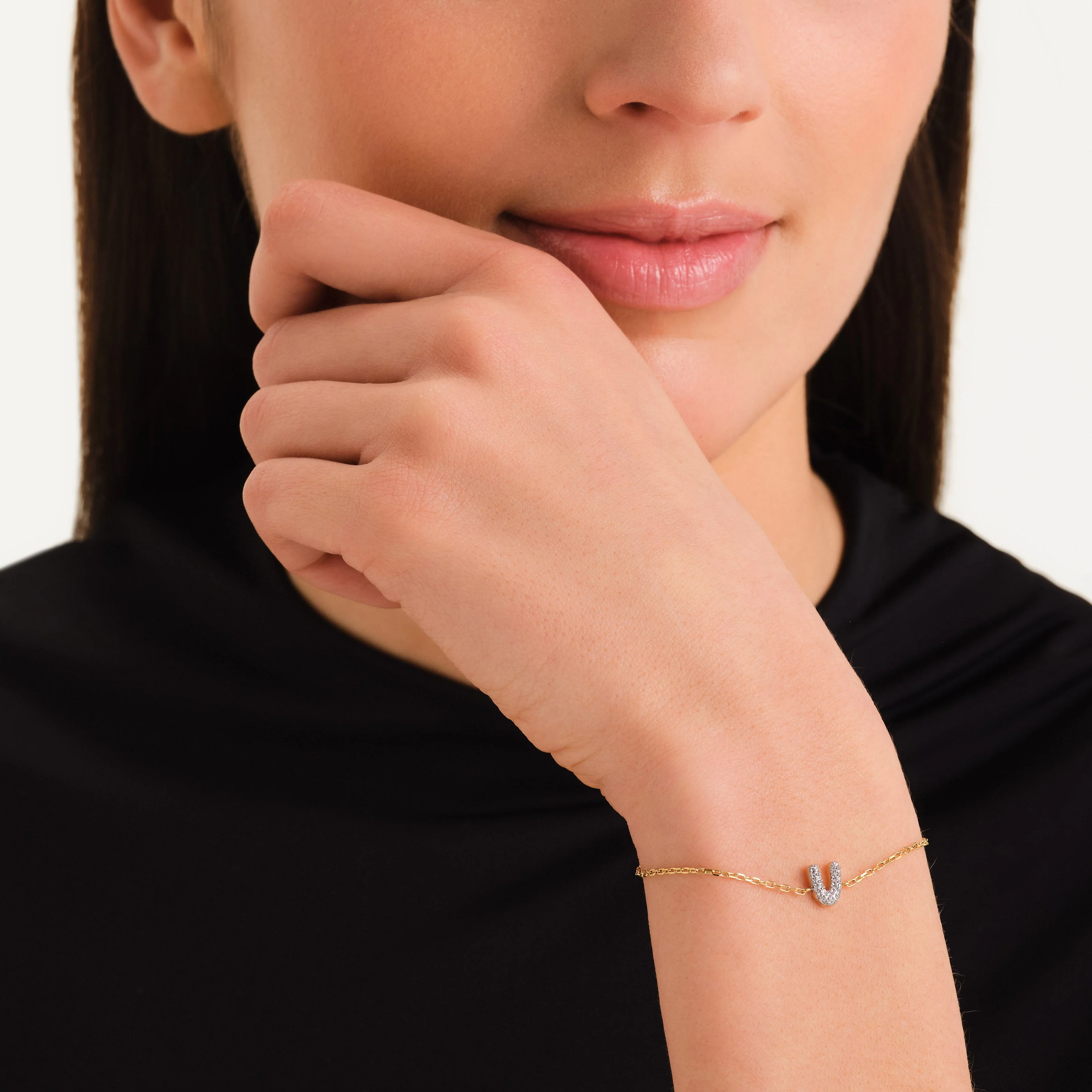 Bracelet lettre V avec cristaux - Image 3