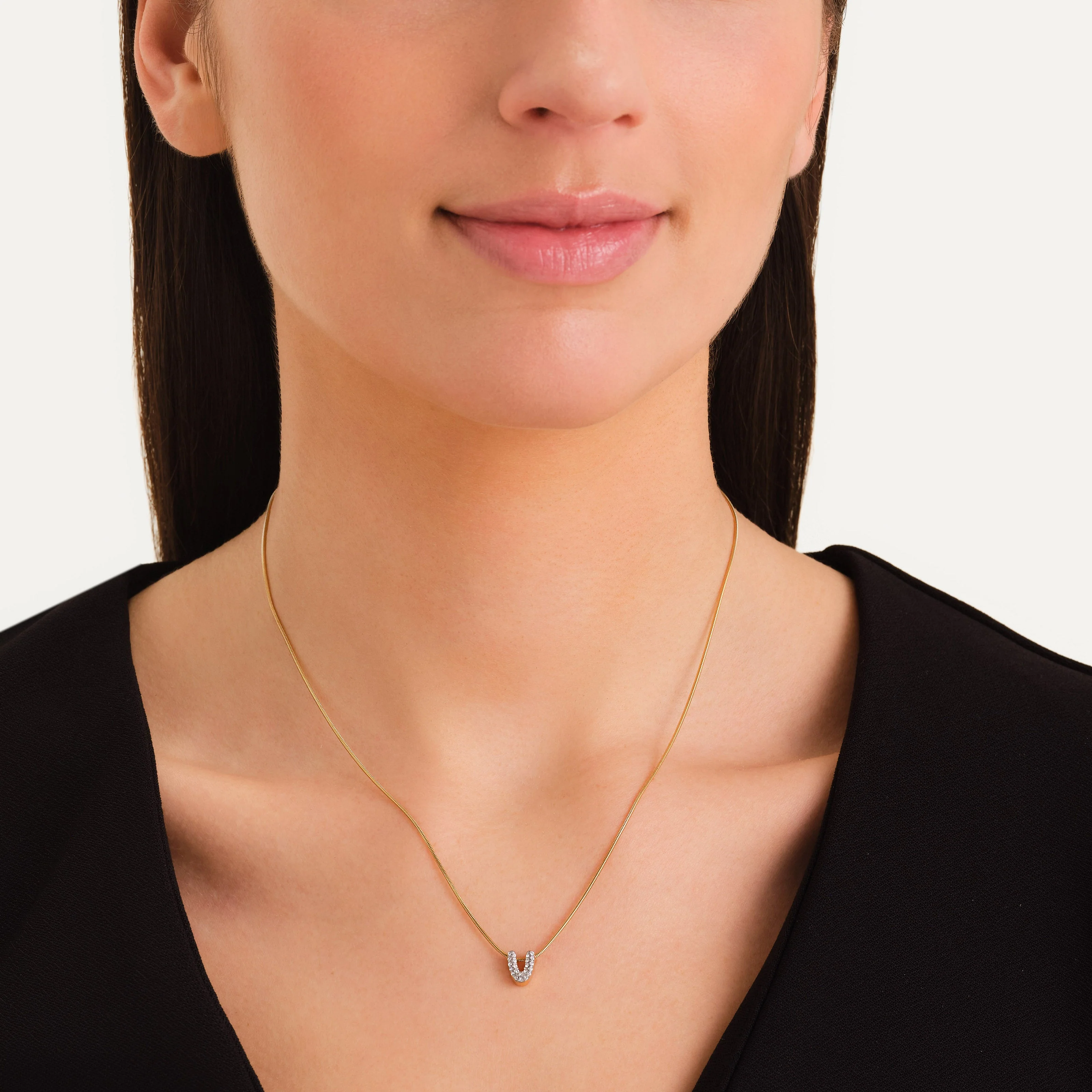 Collier lettre V avec cristaux - Image 2