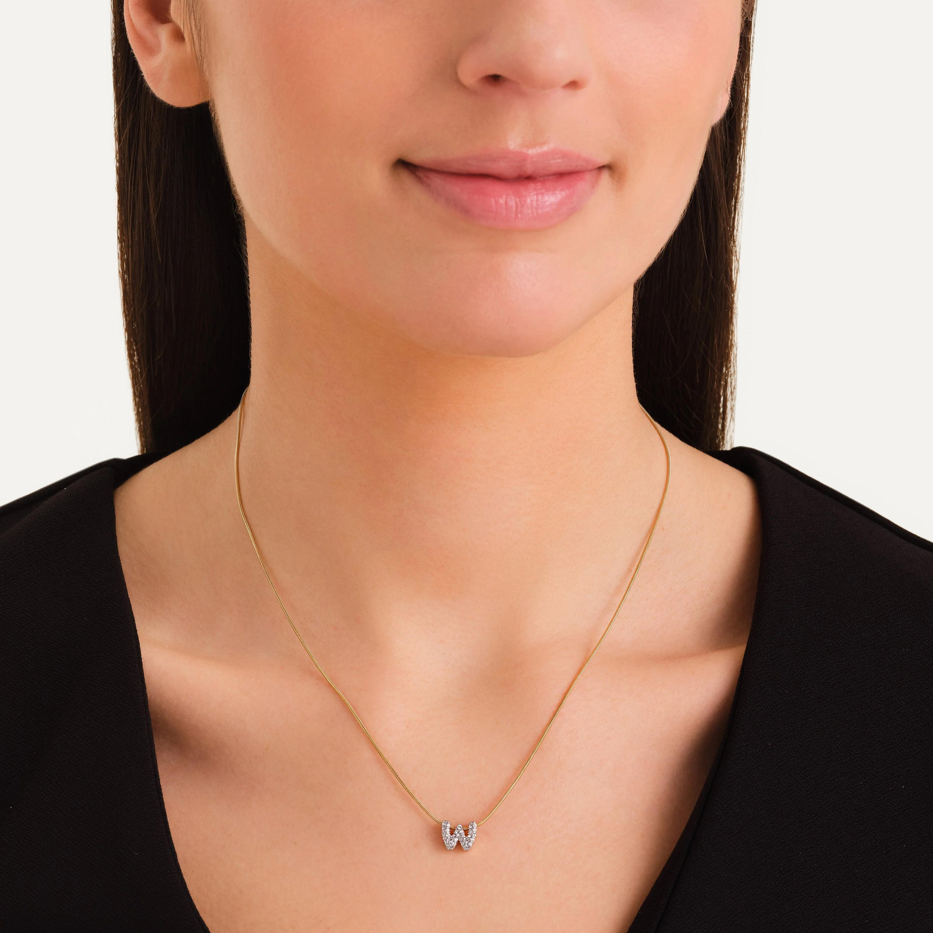 Collier lettre W avec cristaux - Image 2