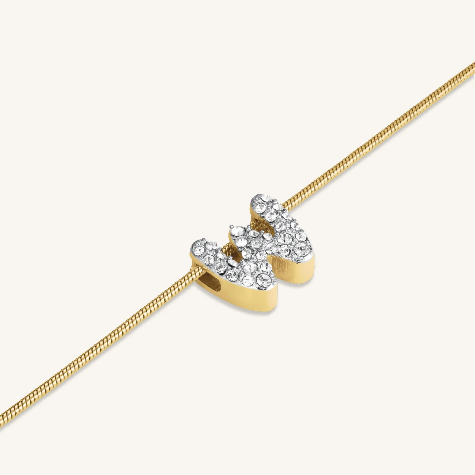 Collier lettre W avec cristaux - Image 3