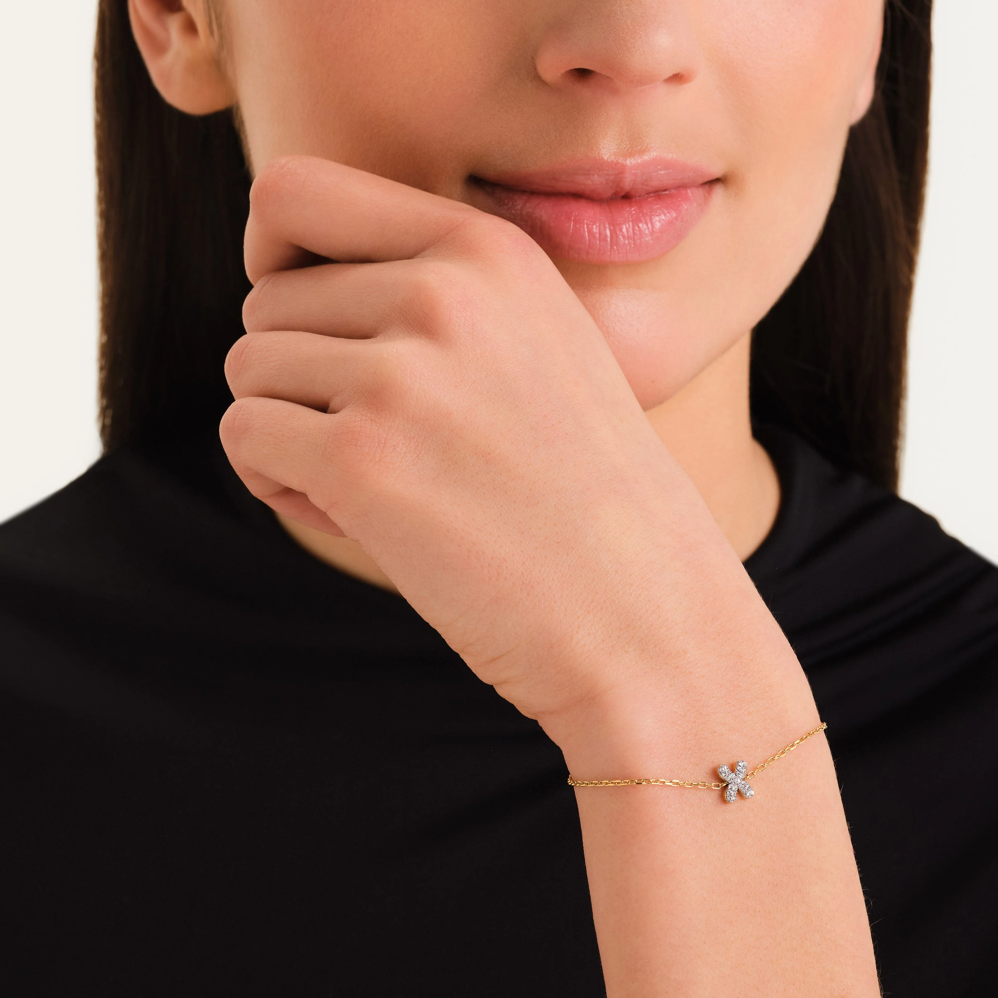 Bracelet lettre X avec cristaux - Image 2