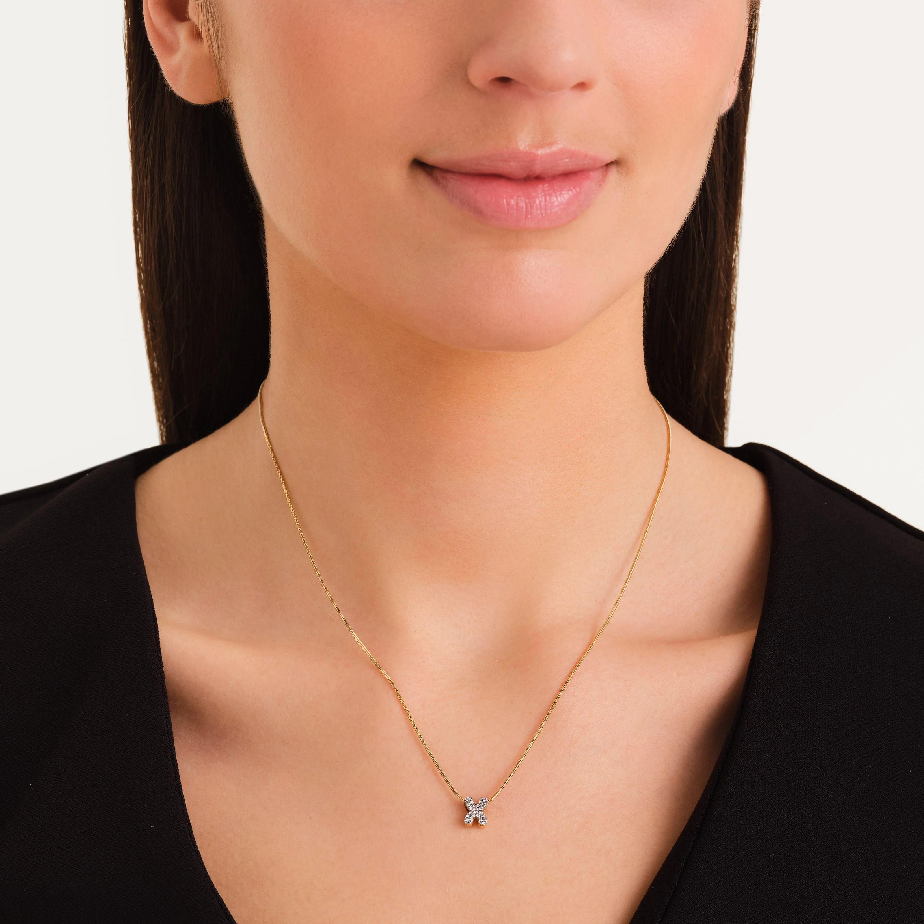 Collier lettre X avec cristaux - Image 2
