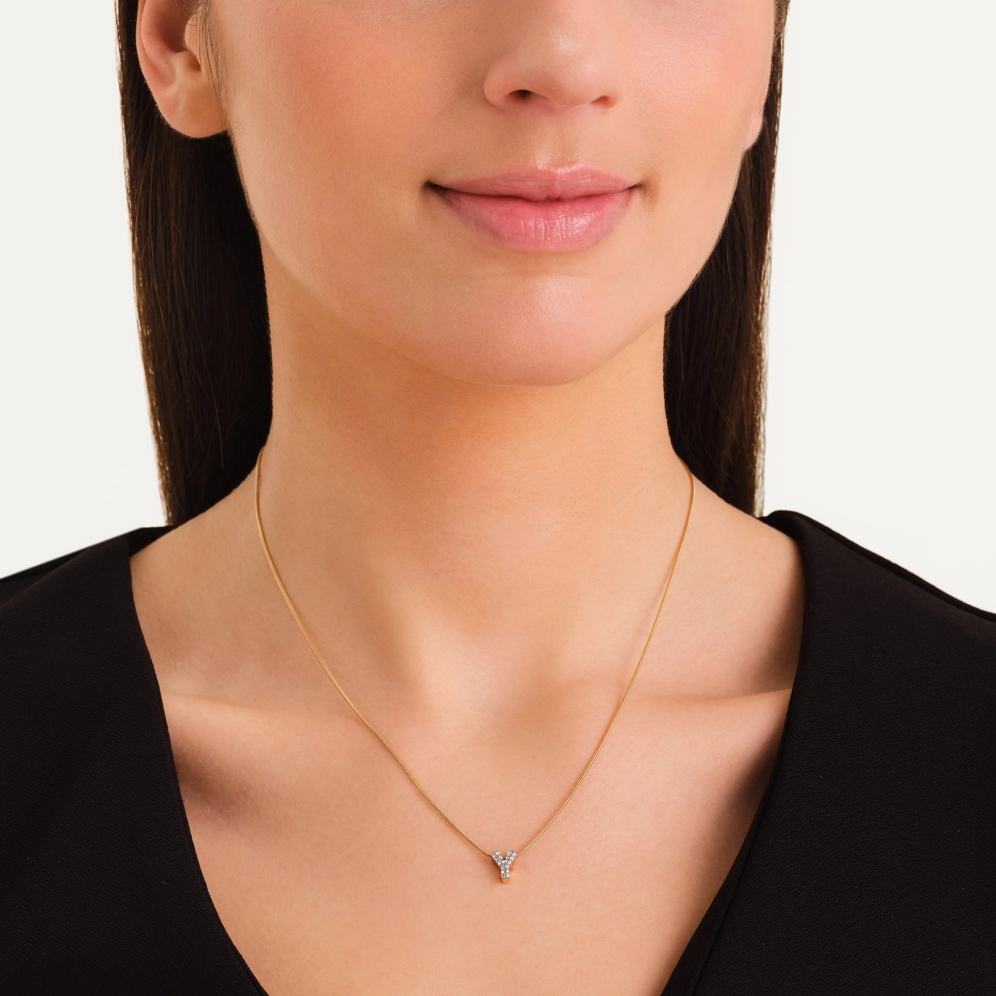 Collier lettre Y avec cristaux - Image 2