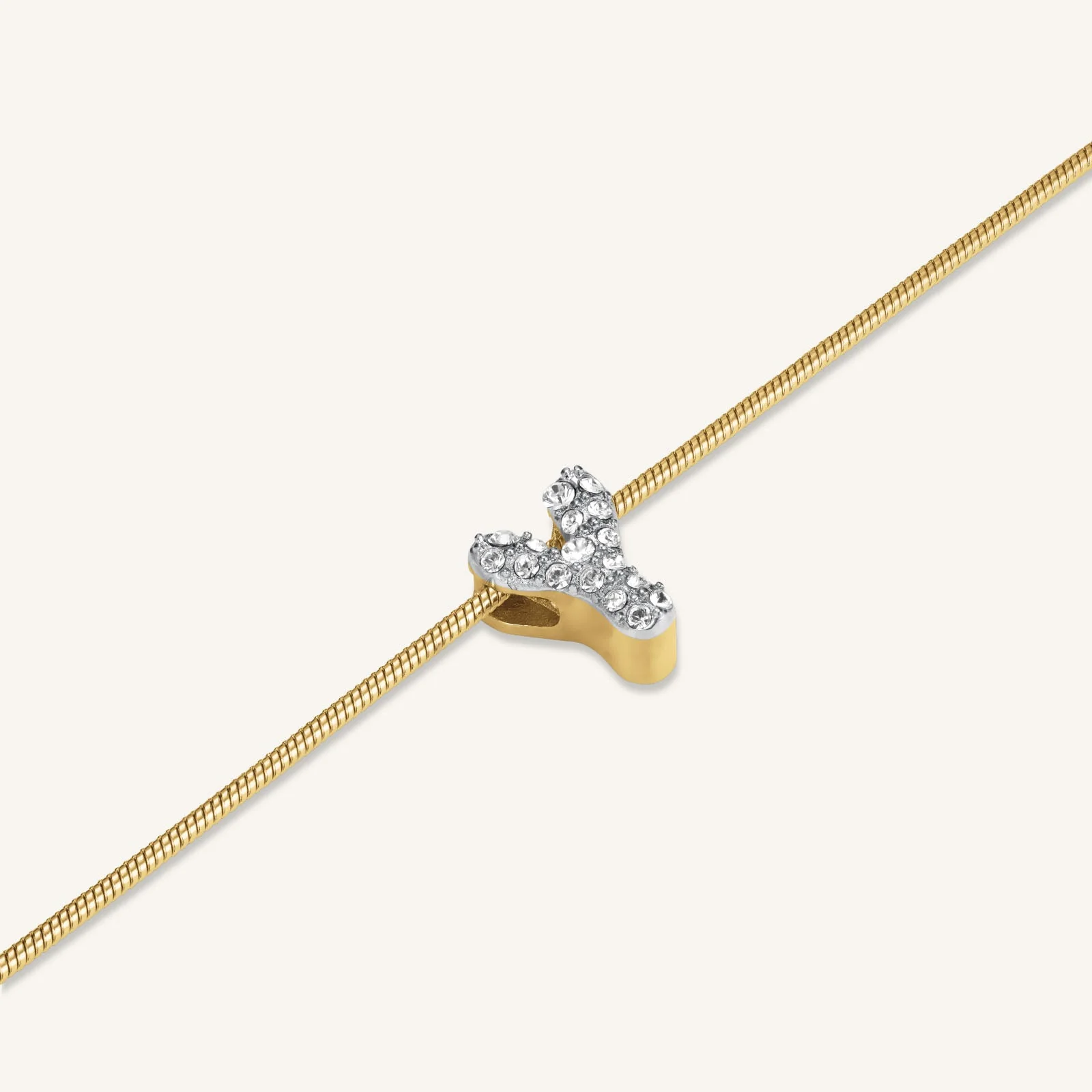 Collier lettre Y avec cristaux - Image 3