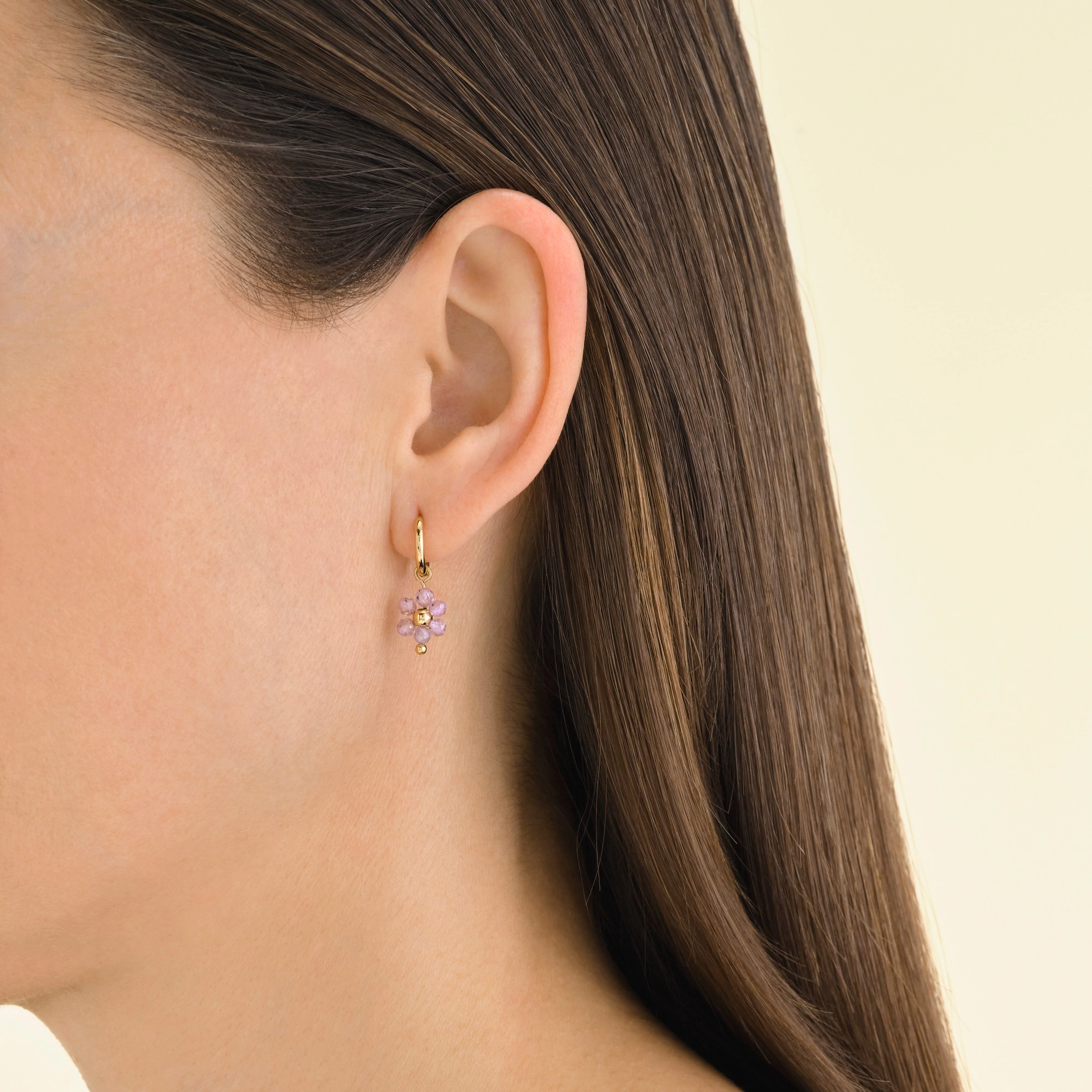 Boucle d'oreille fleur rose - Image 2