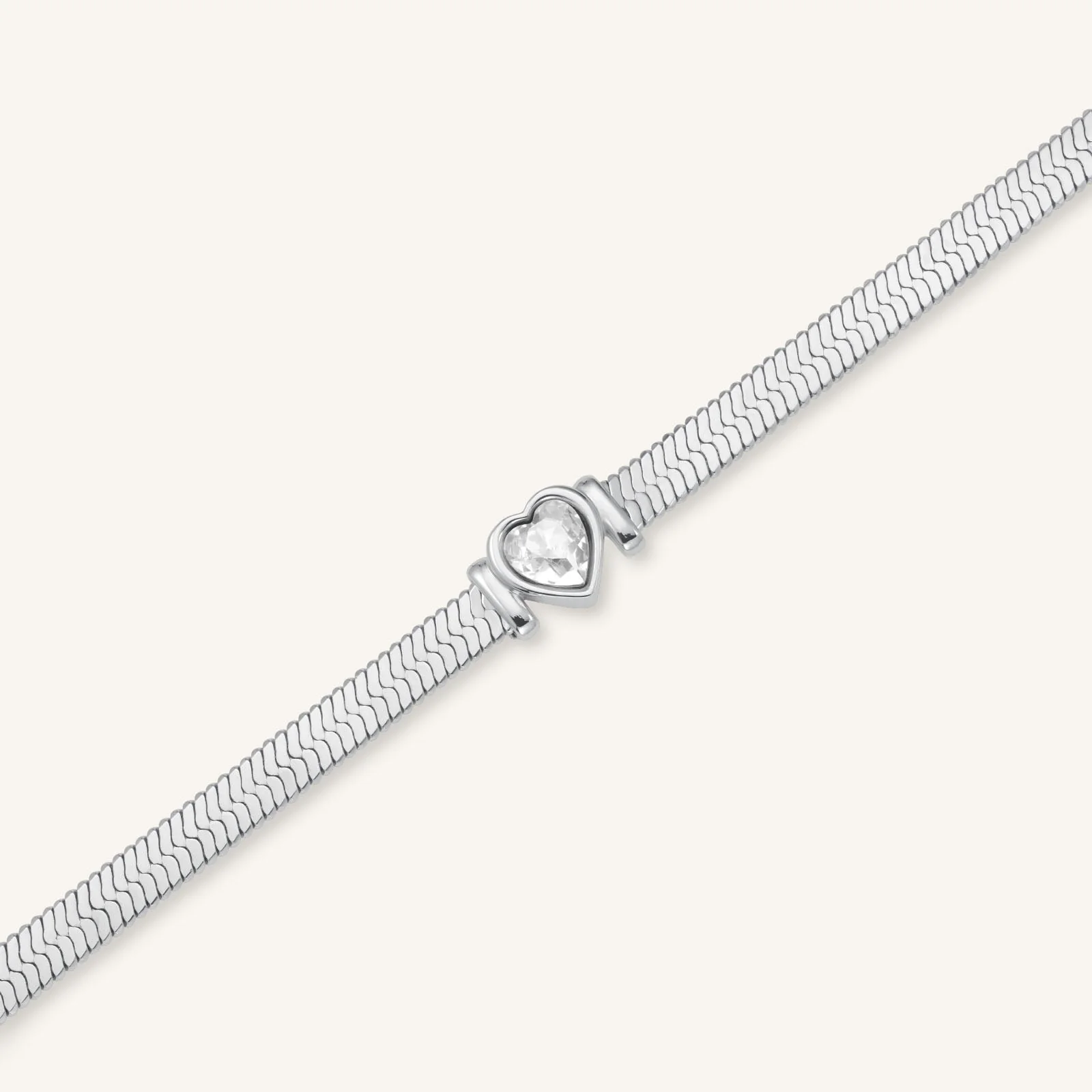 Bracelet Chaîne Serpend Et Cœur Argent - Image 3